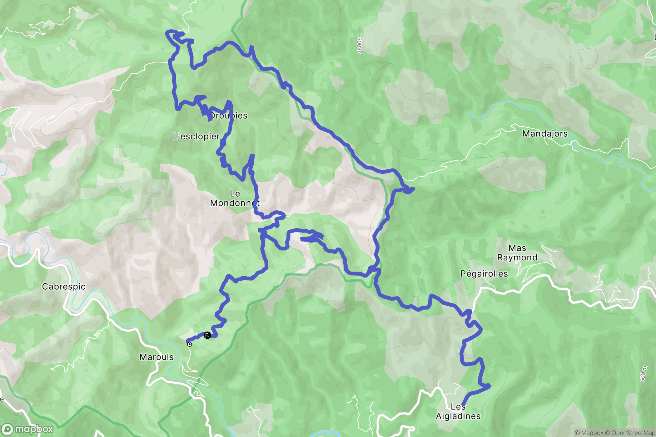 Saint-Étienne-Vallée-Française : carte du parcours de randonnée - France