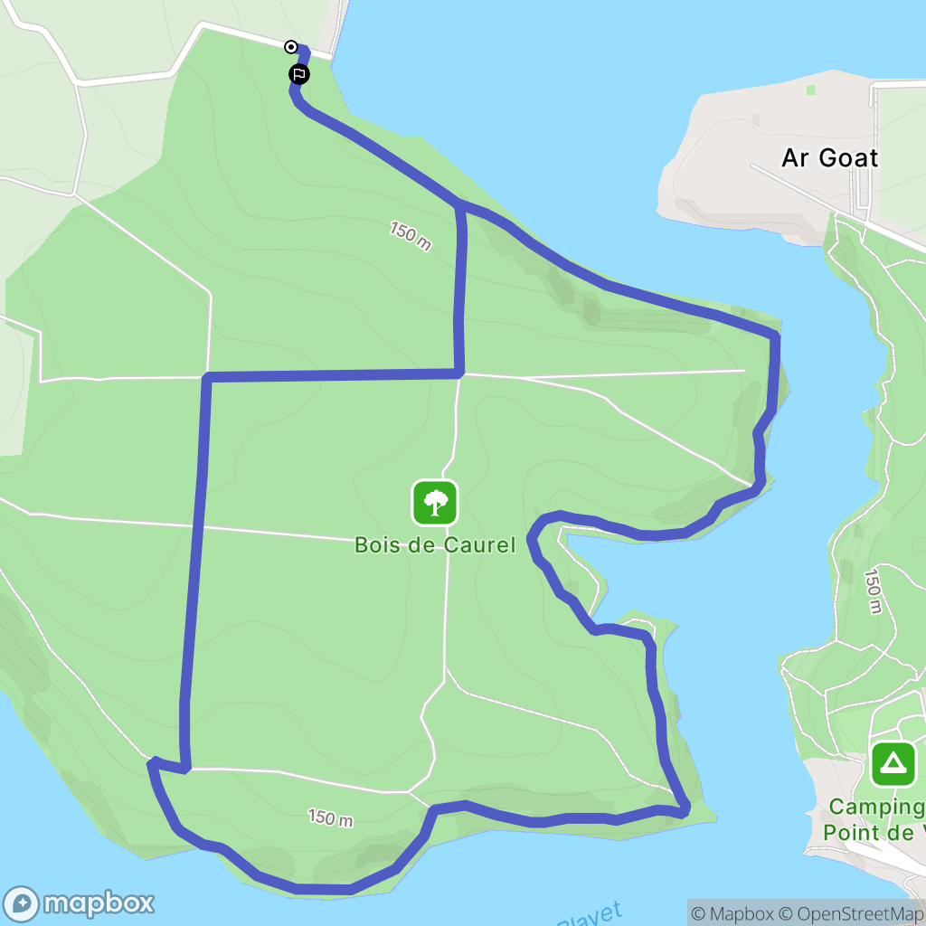 Caurel : carte du parcours de randonnée - France