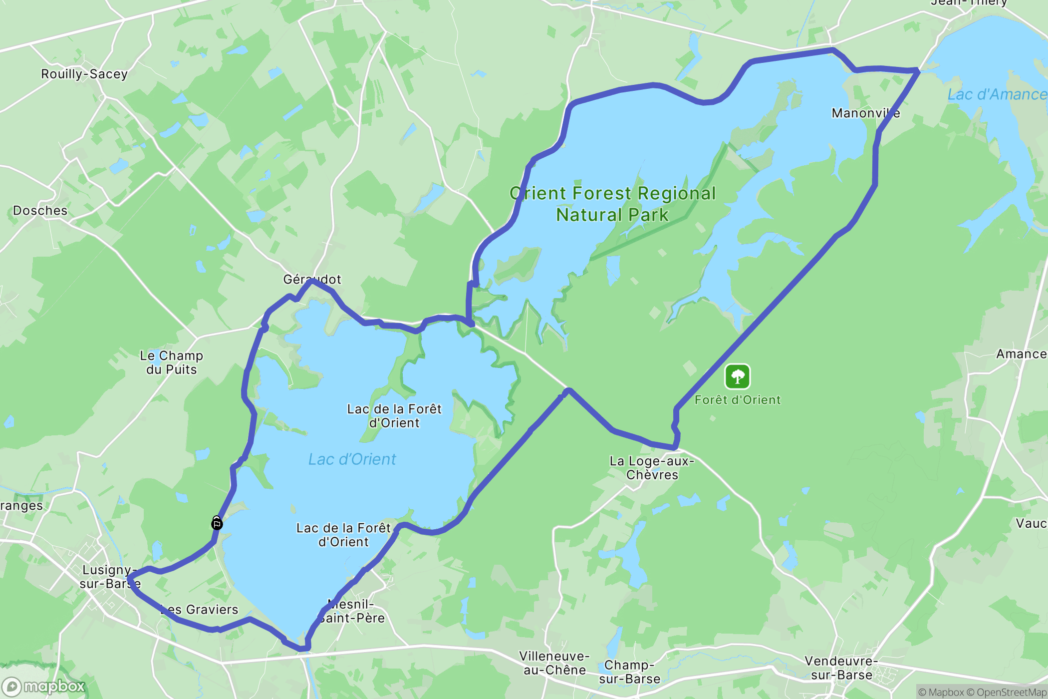Lusigny-sur-Barse : carte du parcours de randonnée - France