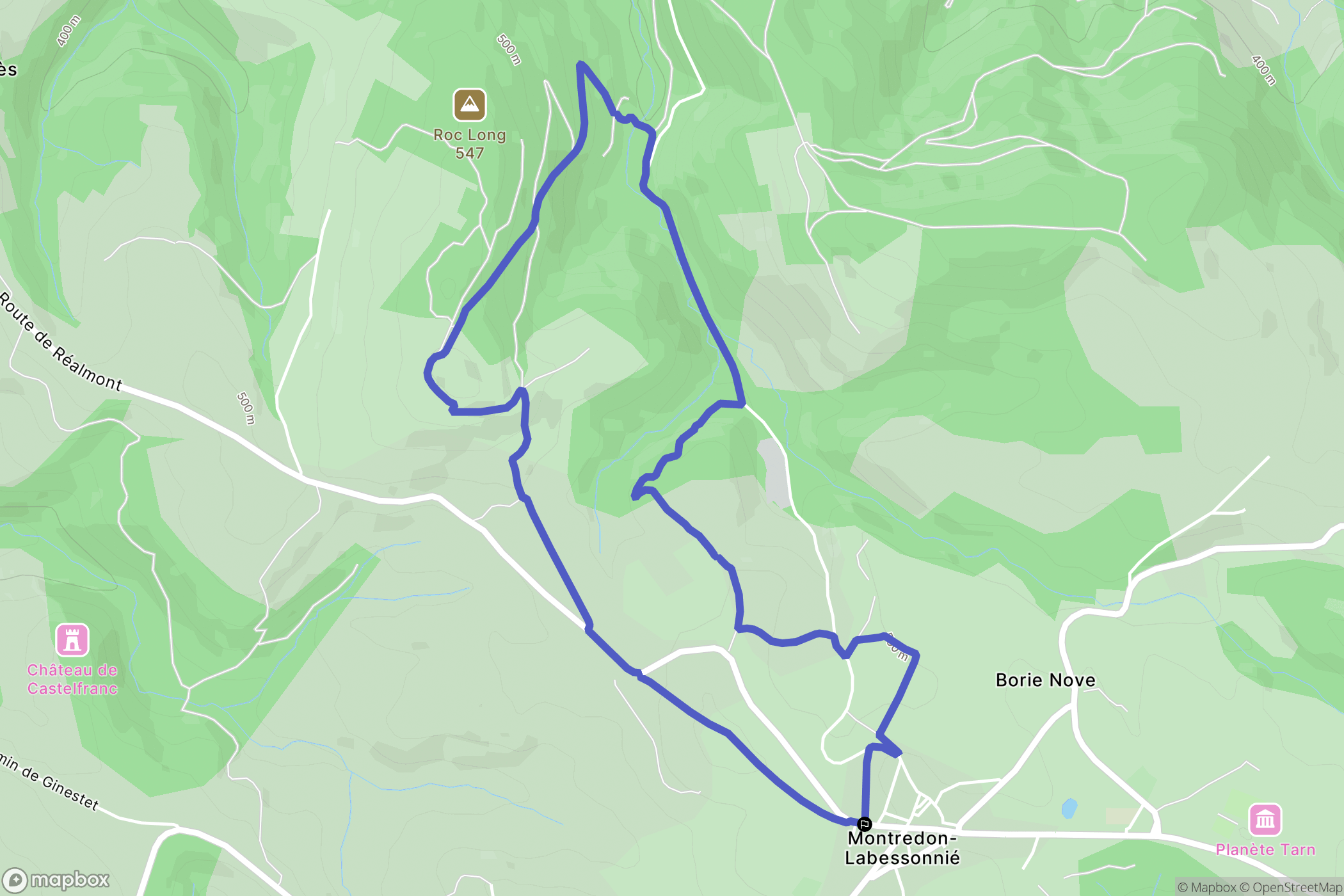 Montredon-Labessonnié : carte du parcours de randonnée - France