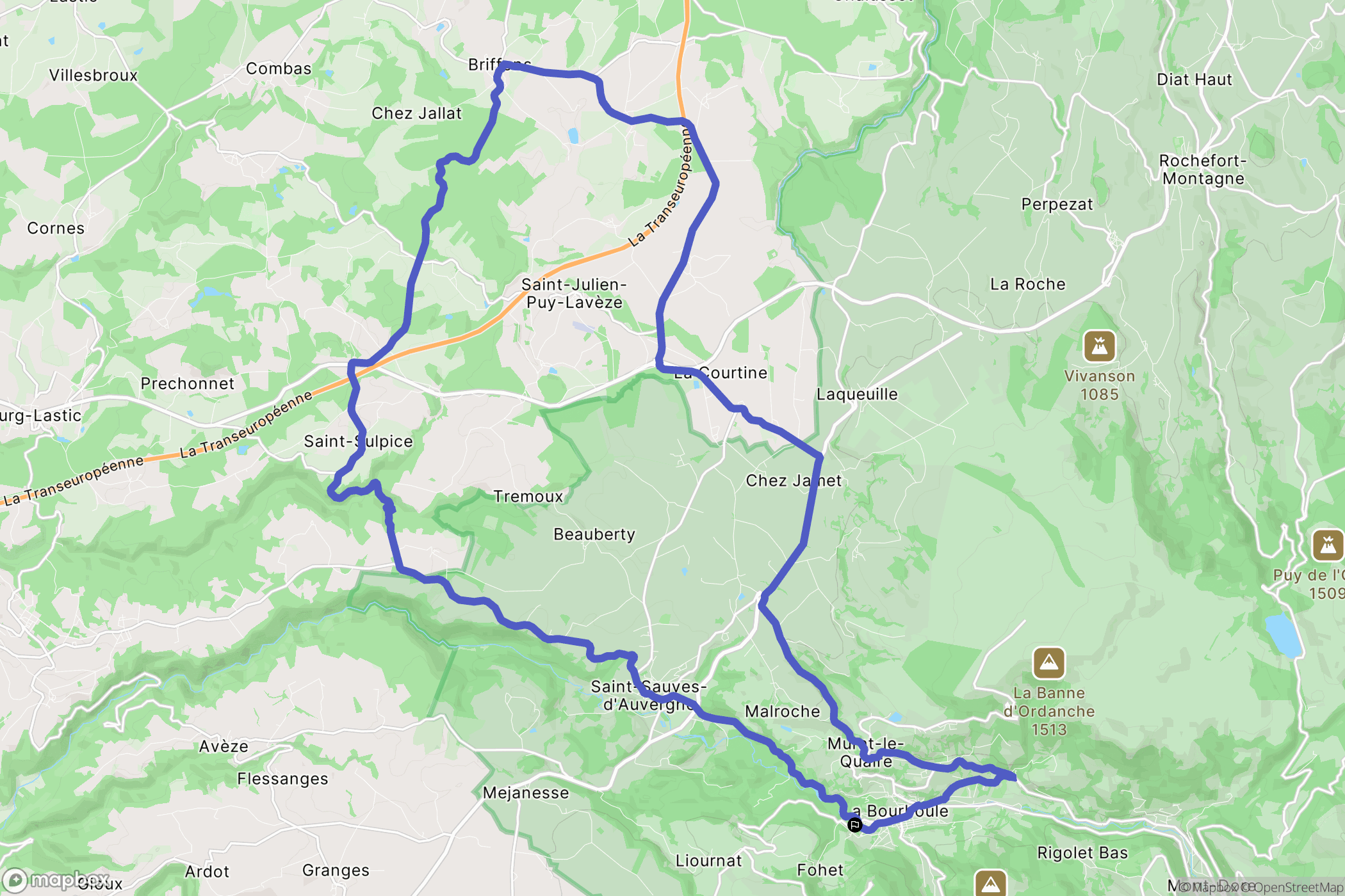 La Bourboule : carte du parcours de randonnée - France