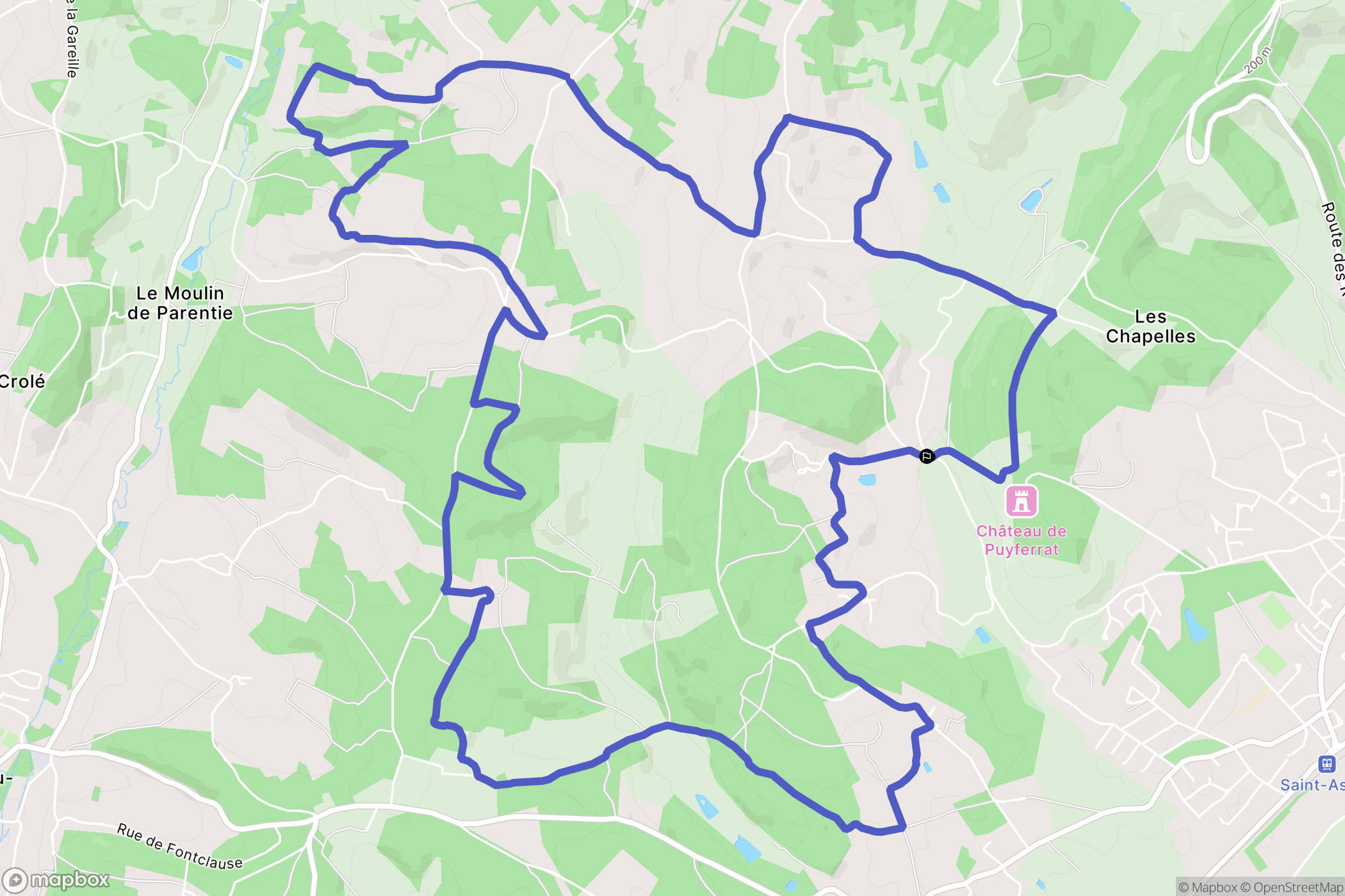 Saint-Astier : carte du parcours de randonnée - France