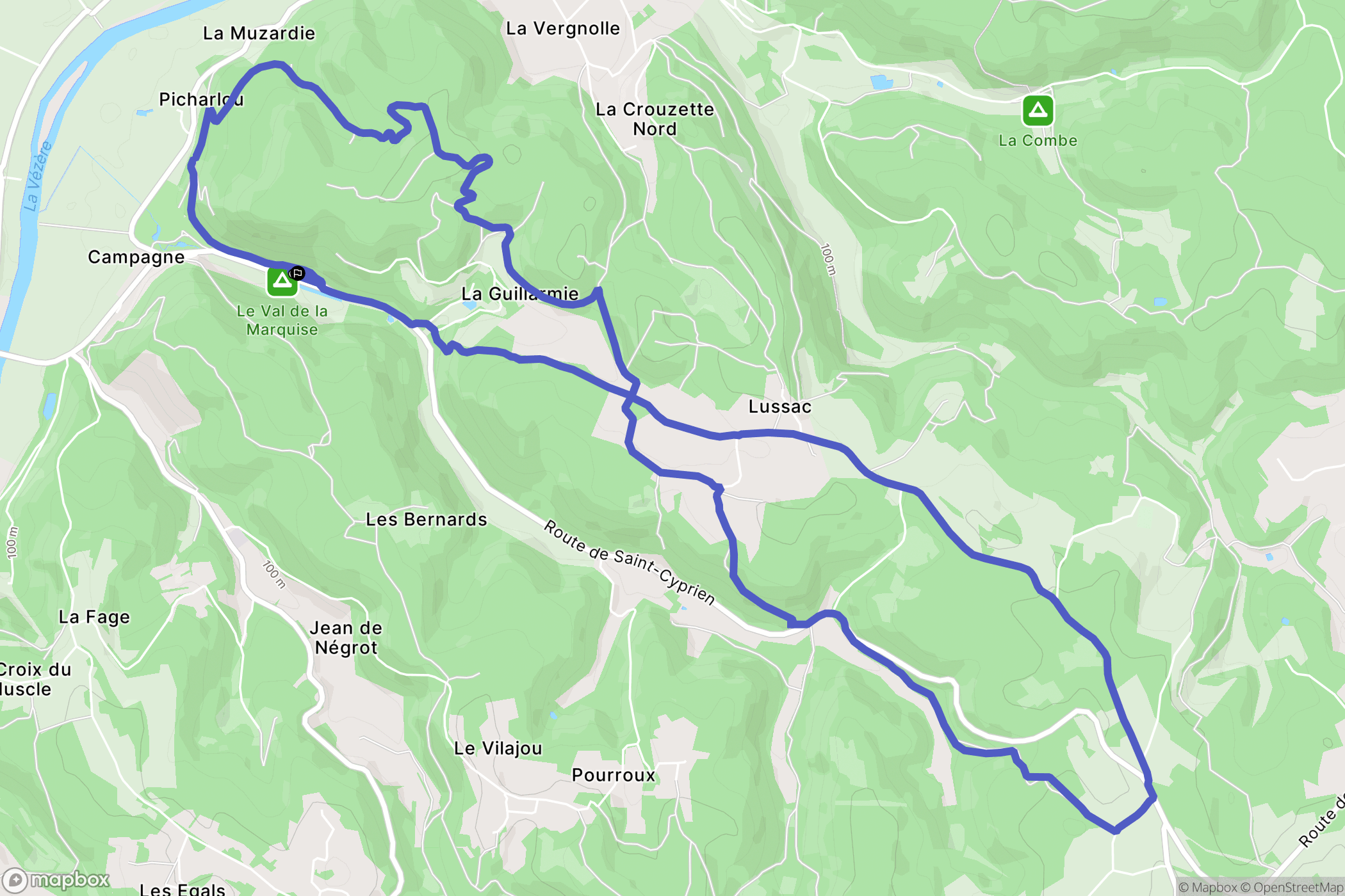 Campagne : carte du parcours de randonnée - France
