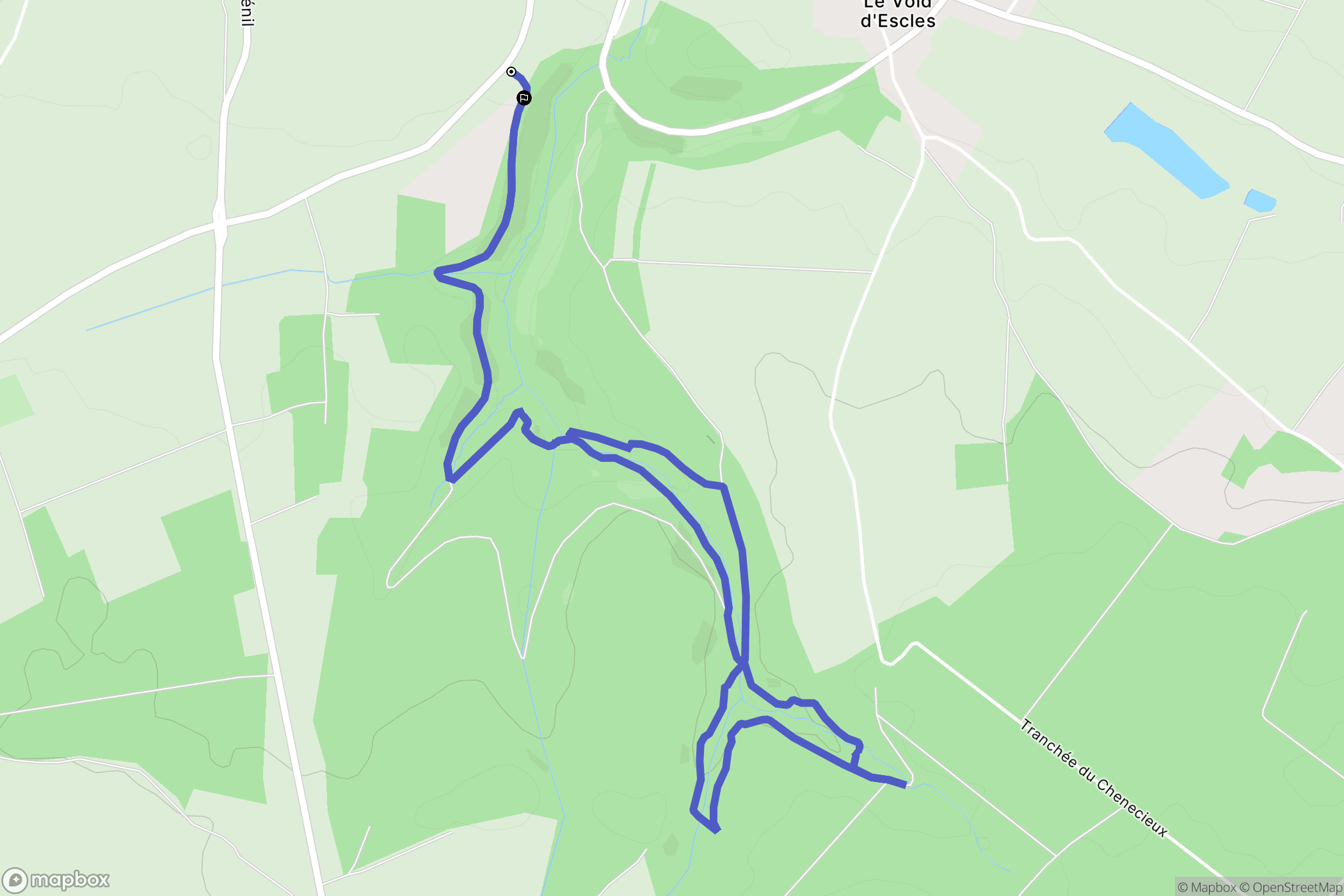 Escles : carte du parcours de randonnée - France