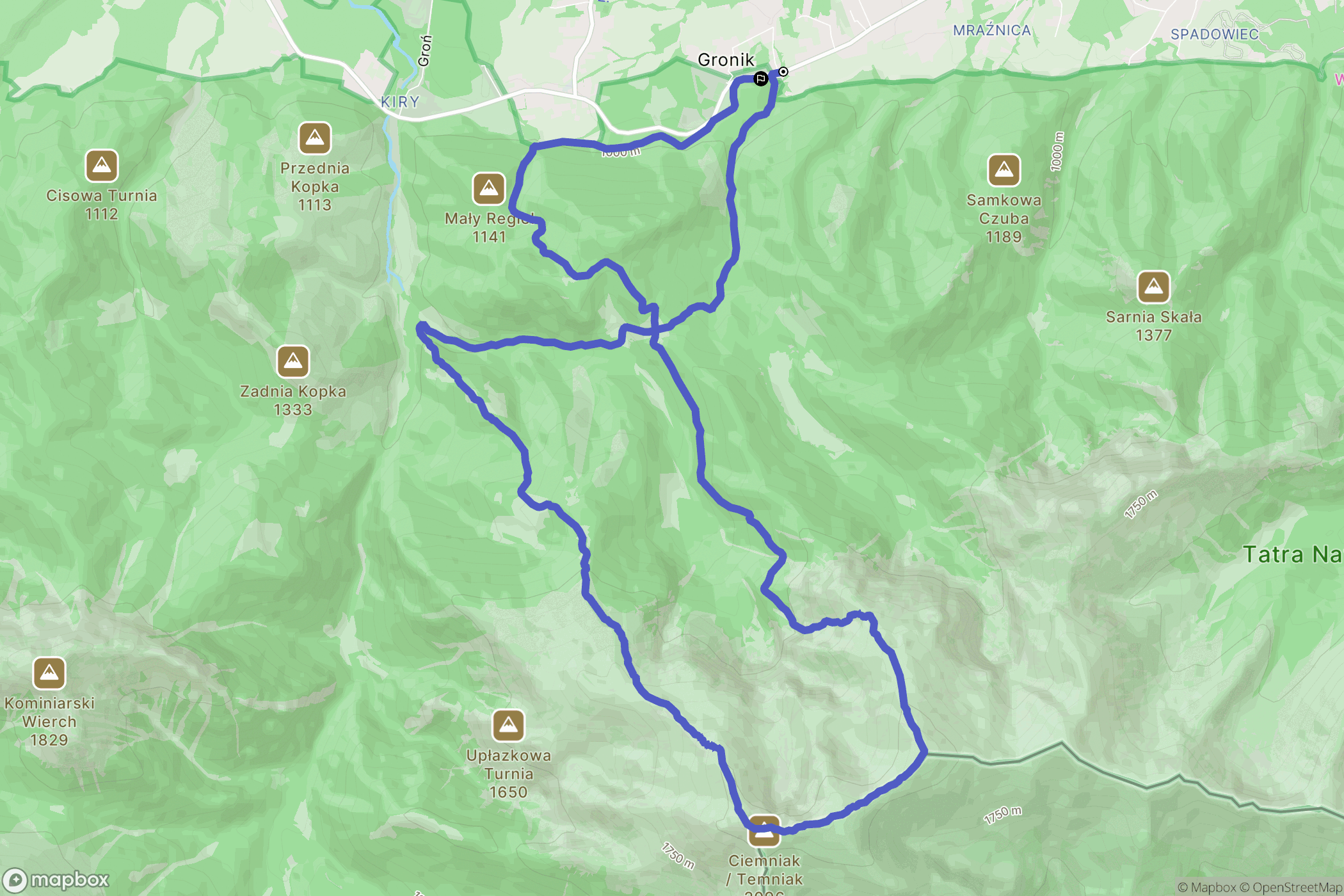 Kościelisko: mapa trasy - Poland