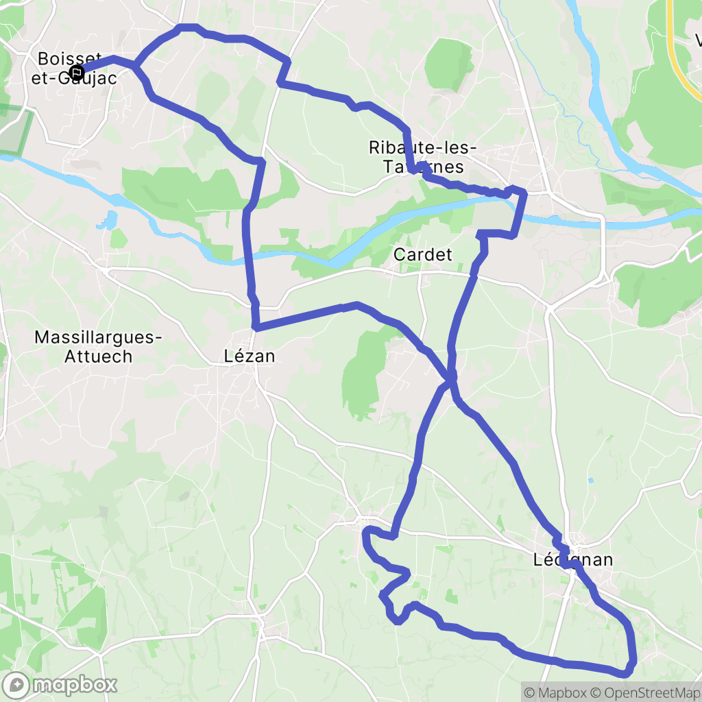 Boisset-et-Gaujac : carte du parcours de randonnée - France