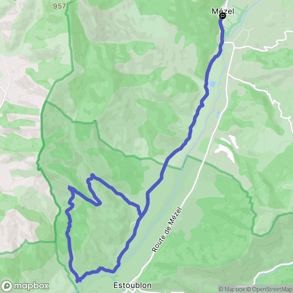 Mezel : carte du parcours de randonnée - France