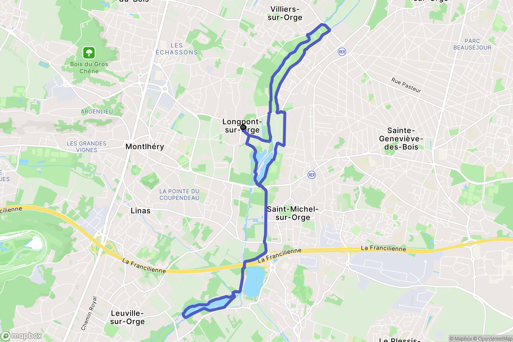 Longpont-sur-Orge : carte du parcours de randonnée - France