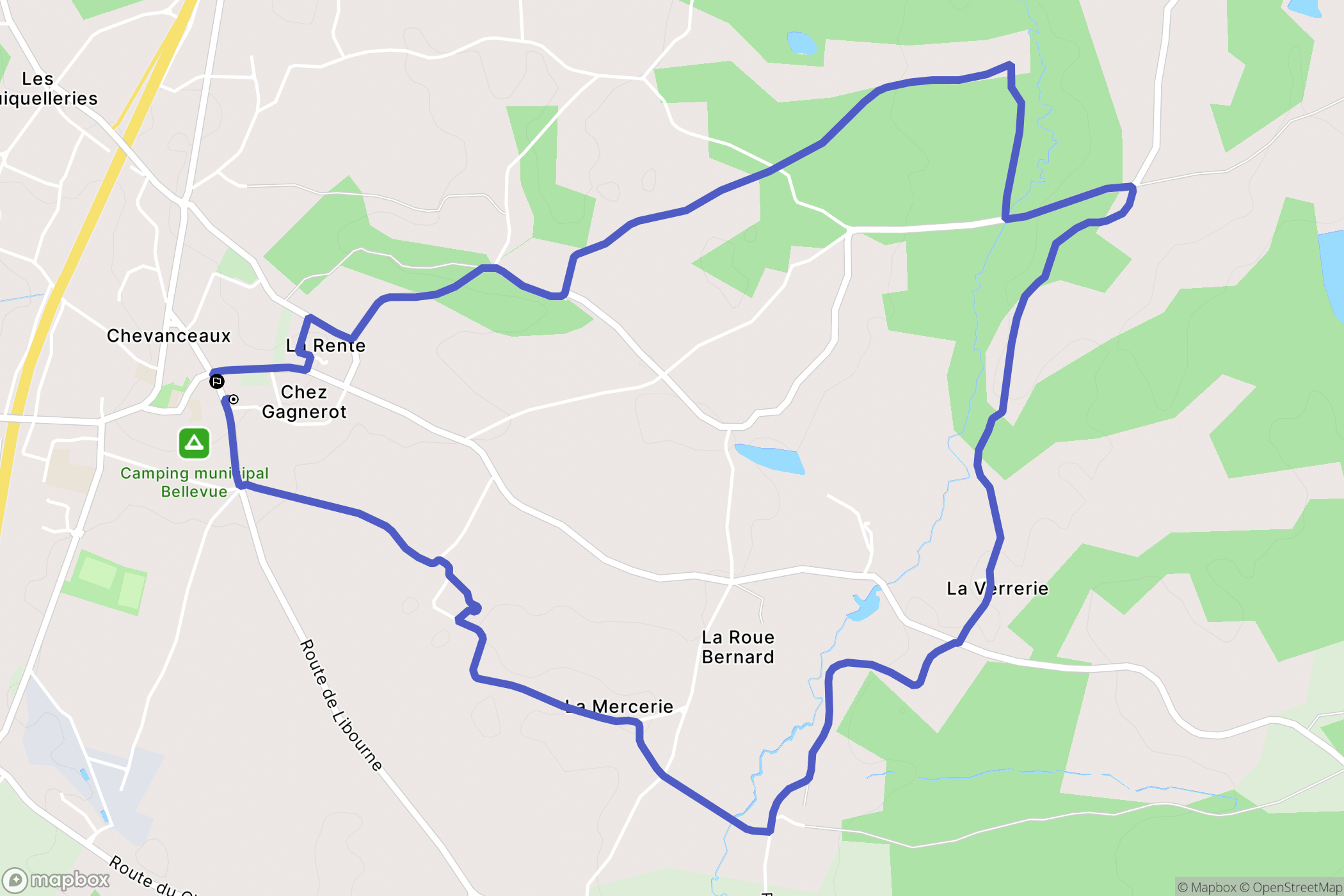 Chevanceaux : carte du parcours de randonnée - France