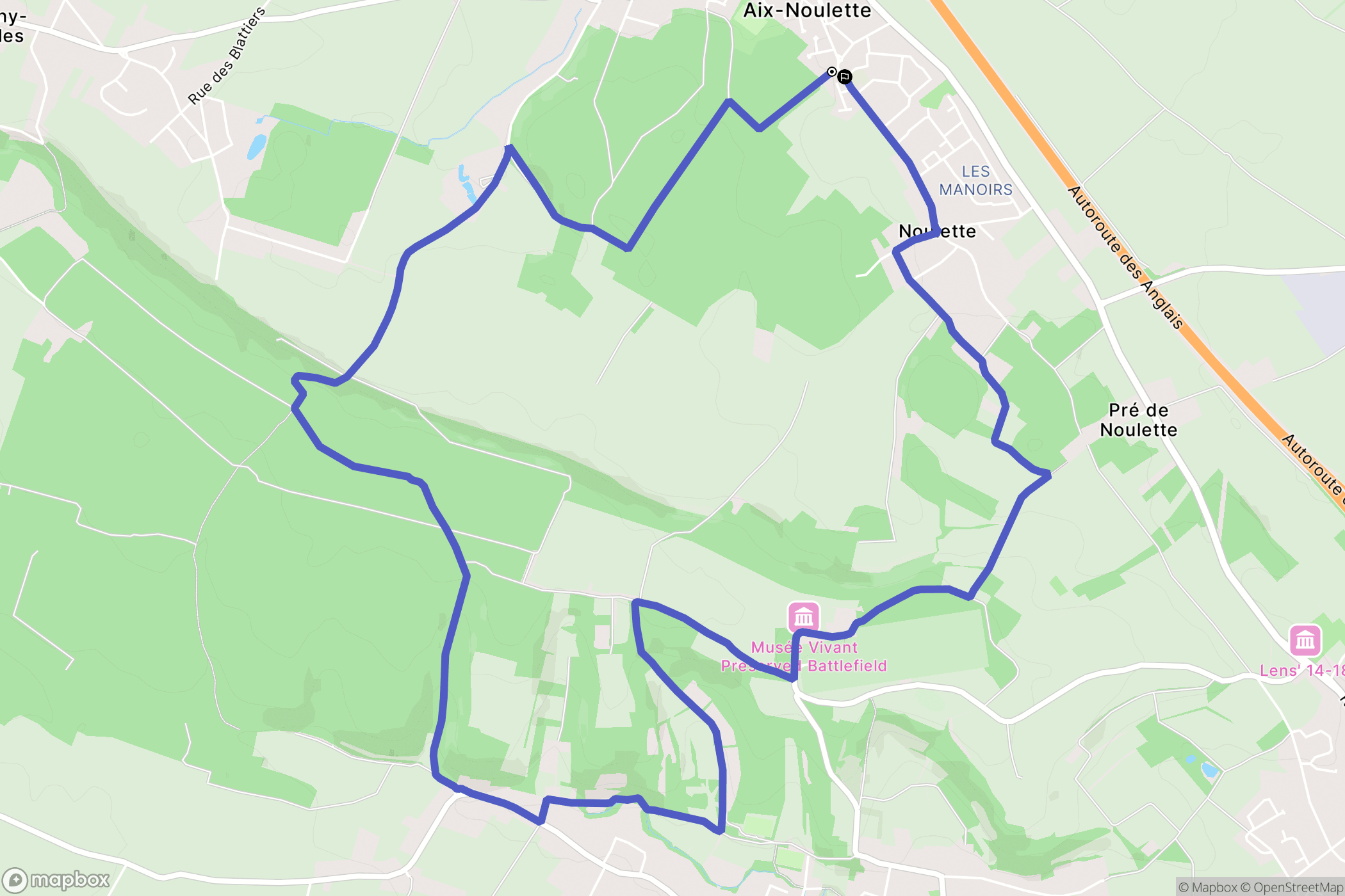 Aix-Noulette : carte du parcours de randonnée - France