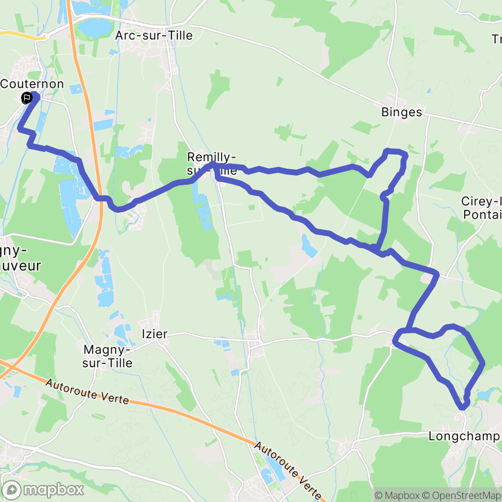 Couternon : carte du parcours de randonnée - France