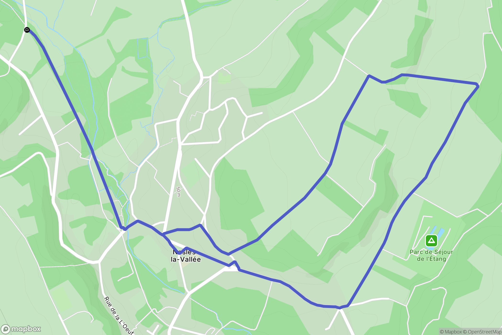 Nesles-la-Vallée : carte du parcours de randonnée - France