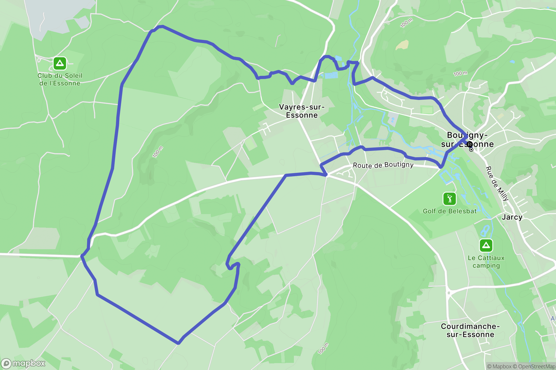 Boutigny-sur-Essonne : carte du parcours de randonnée - France