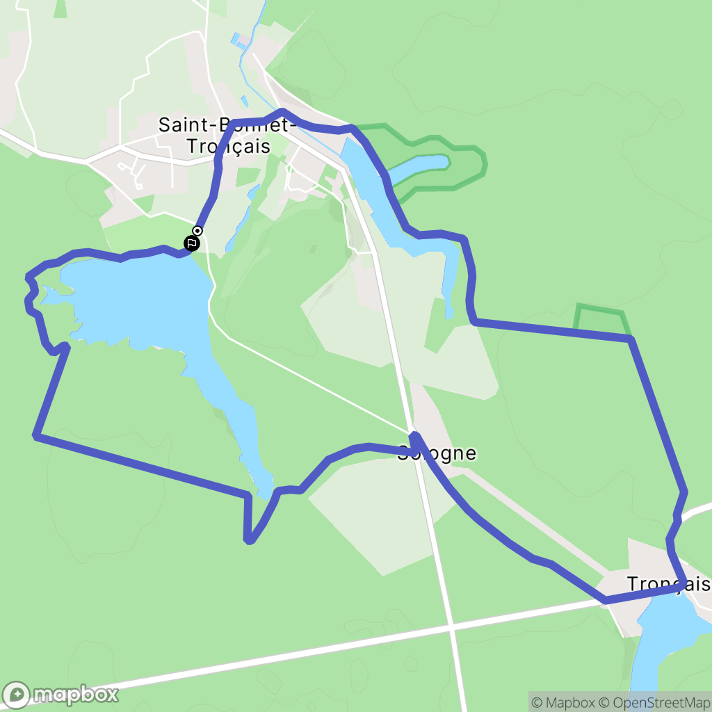 Saint-Bonnet-Tronçais : carte du parcours de randonnée - France