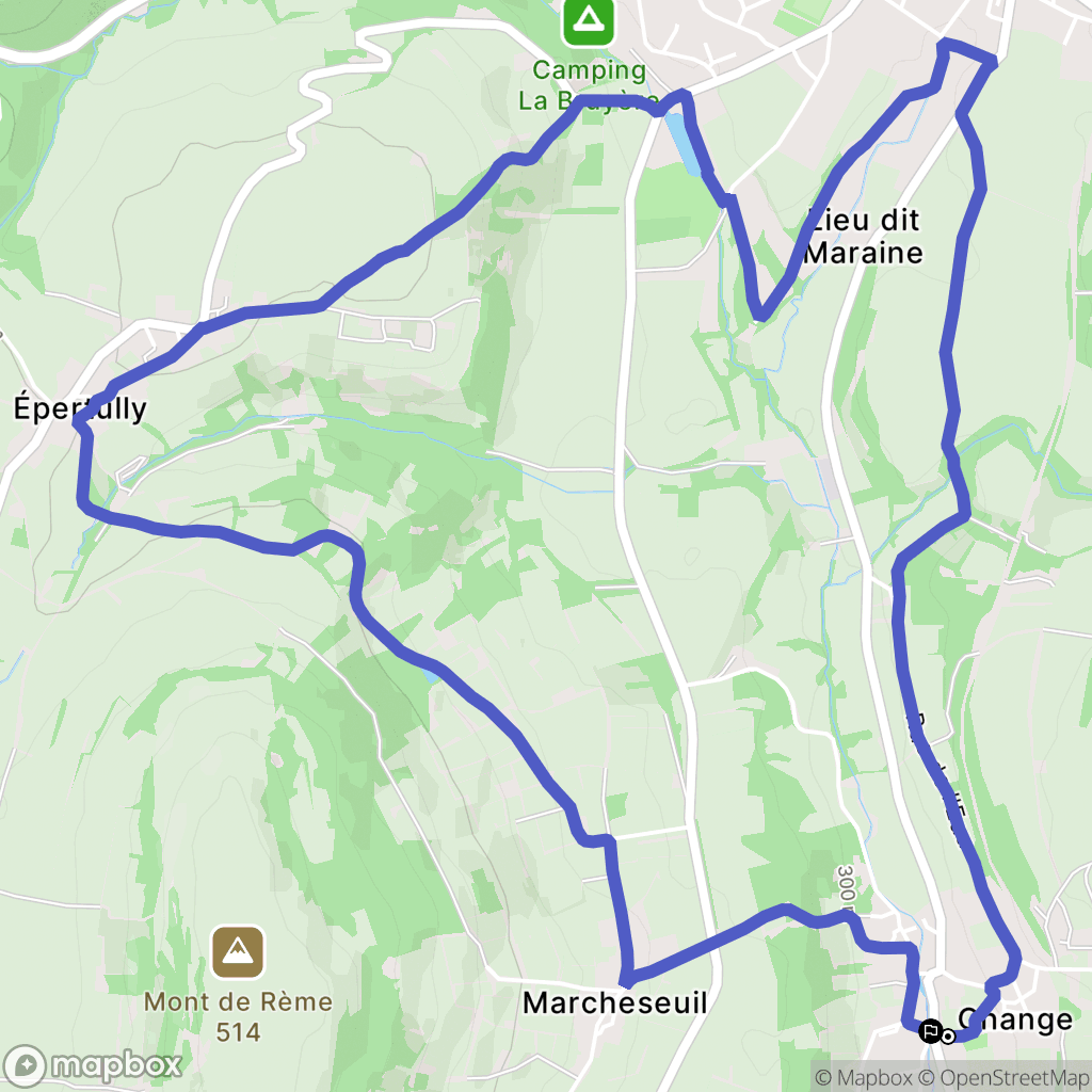 Change : carte du parcours de randonnée - France