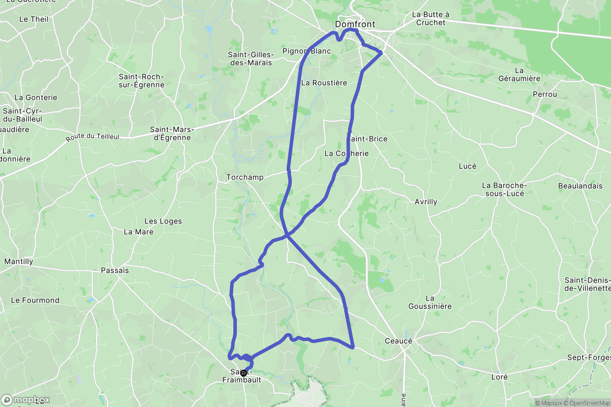 Saint-Fraimbault : carte du parcours de randonnée - France