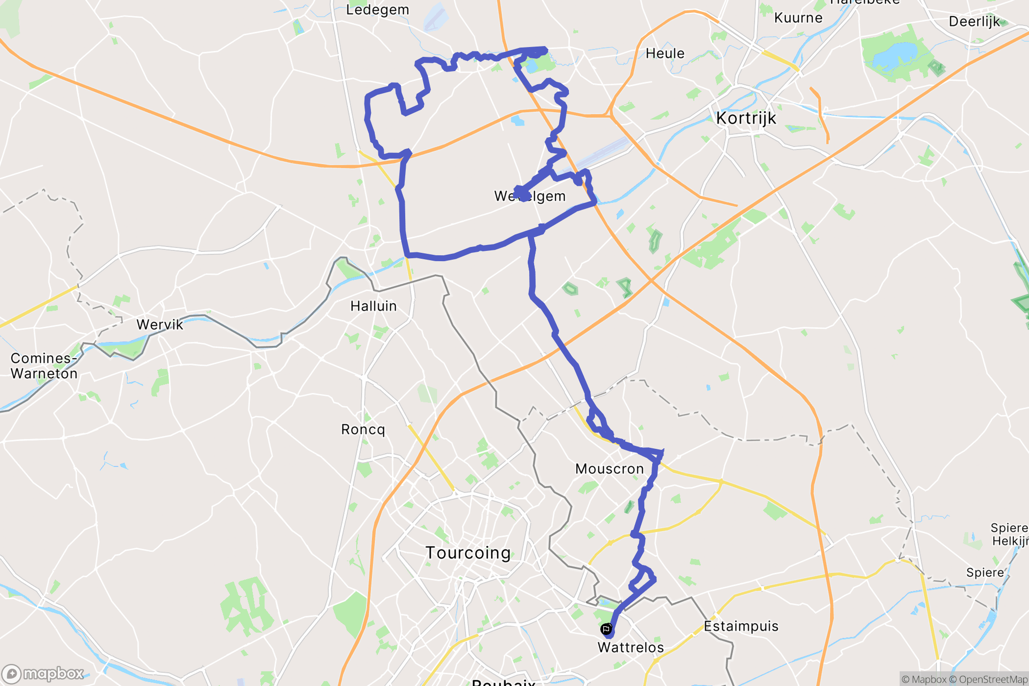 Wattrelos : carte du parcours de randonnée - France