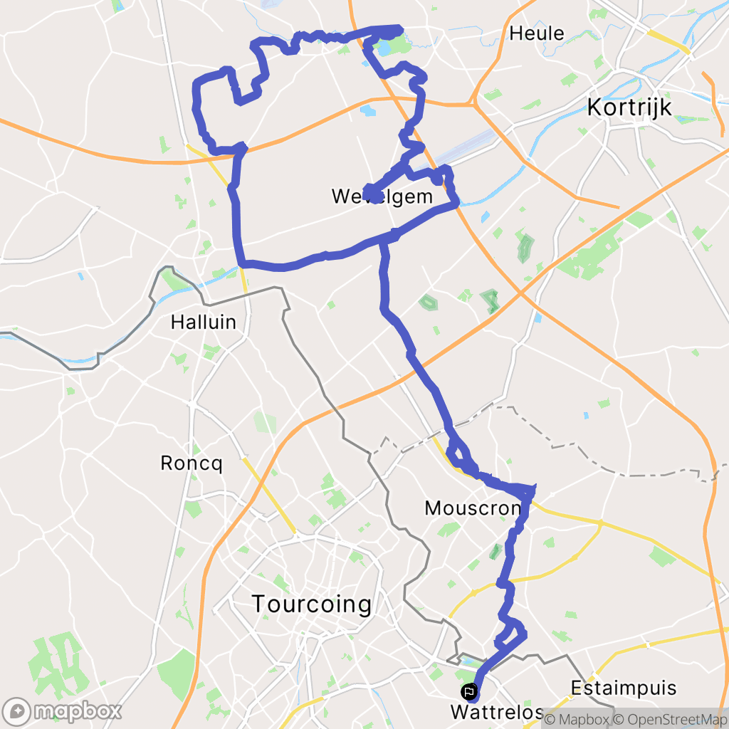 Wattrelos : carte du parcours de randonnée - France