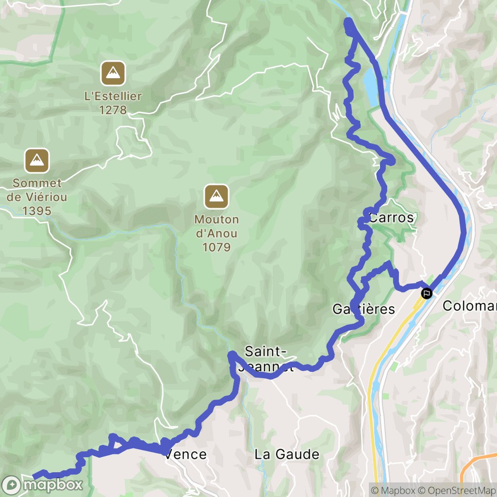 Gattières : carte du parcours de randonnée - France