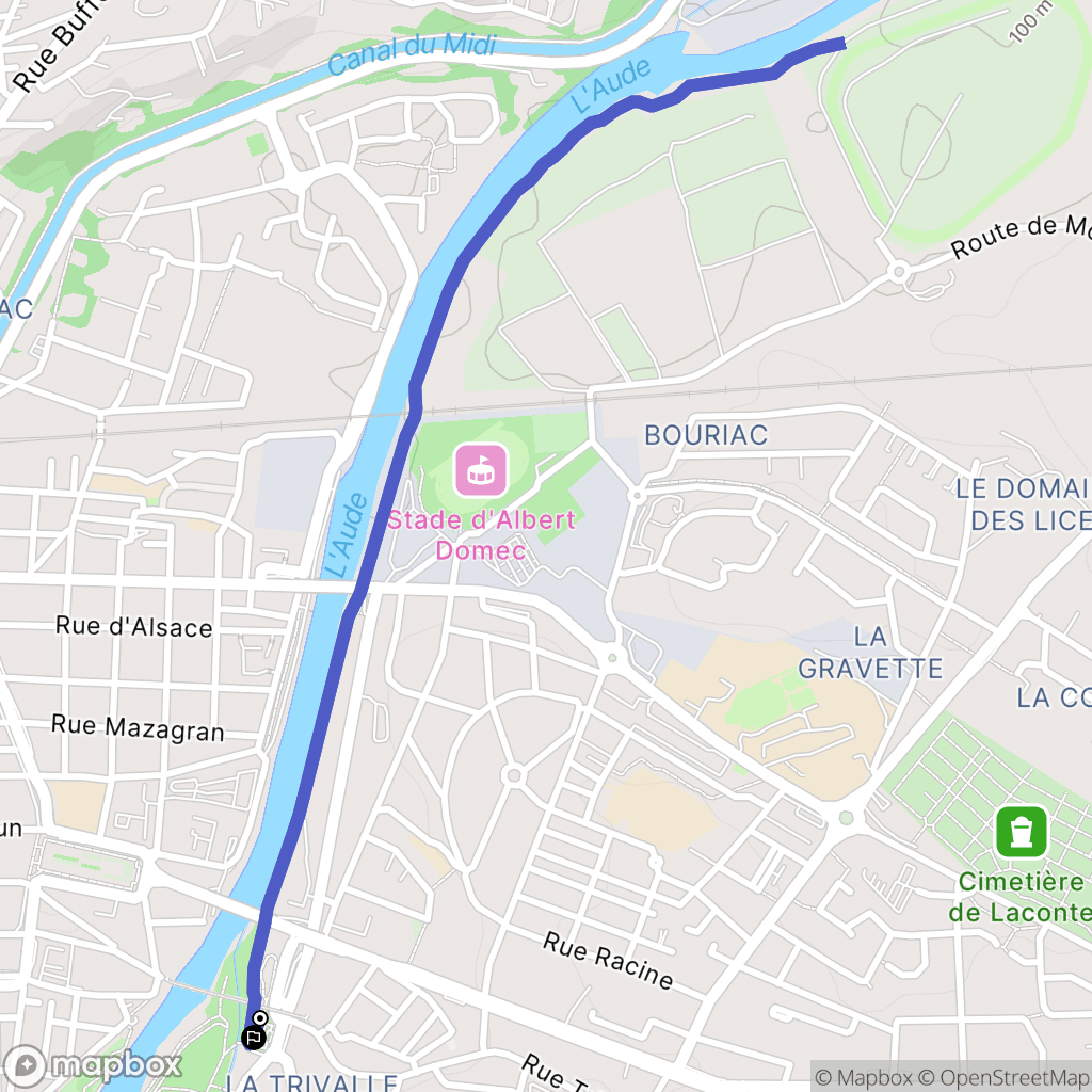 Carcassonne : carte du parcours de randonnée - France