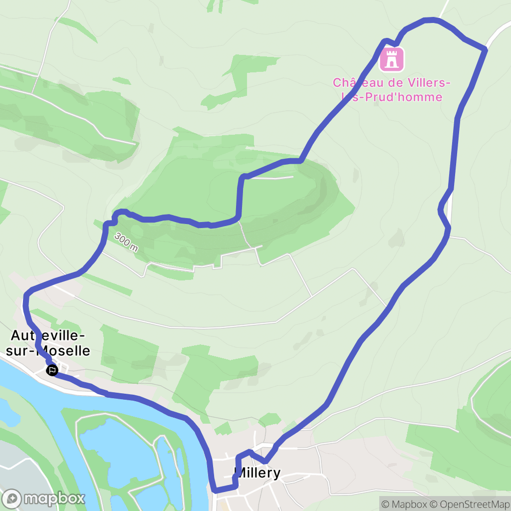 Autreville-sur-Moselle : carte du parcours de randonnée - France