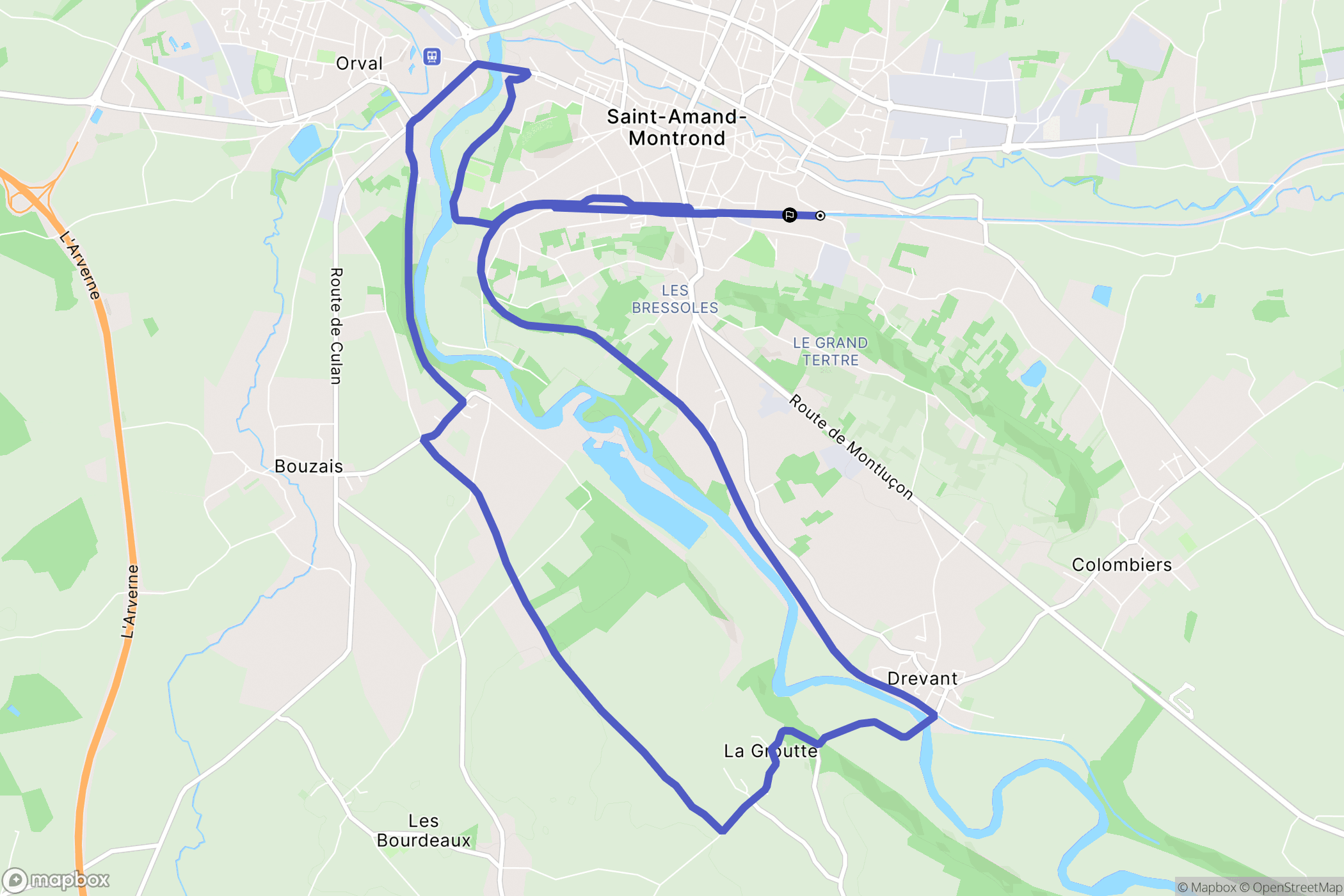 Saint-Amand-Montrond : carte du parcours de randonnée - France