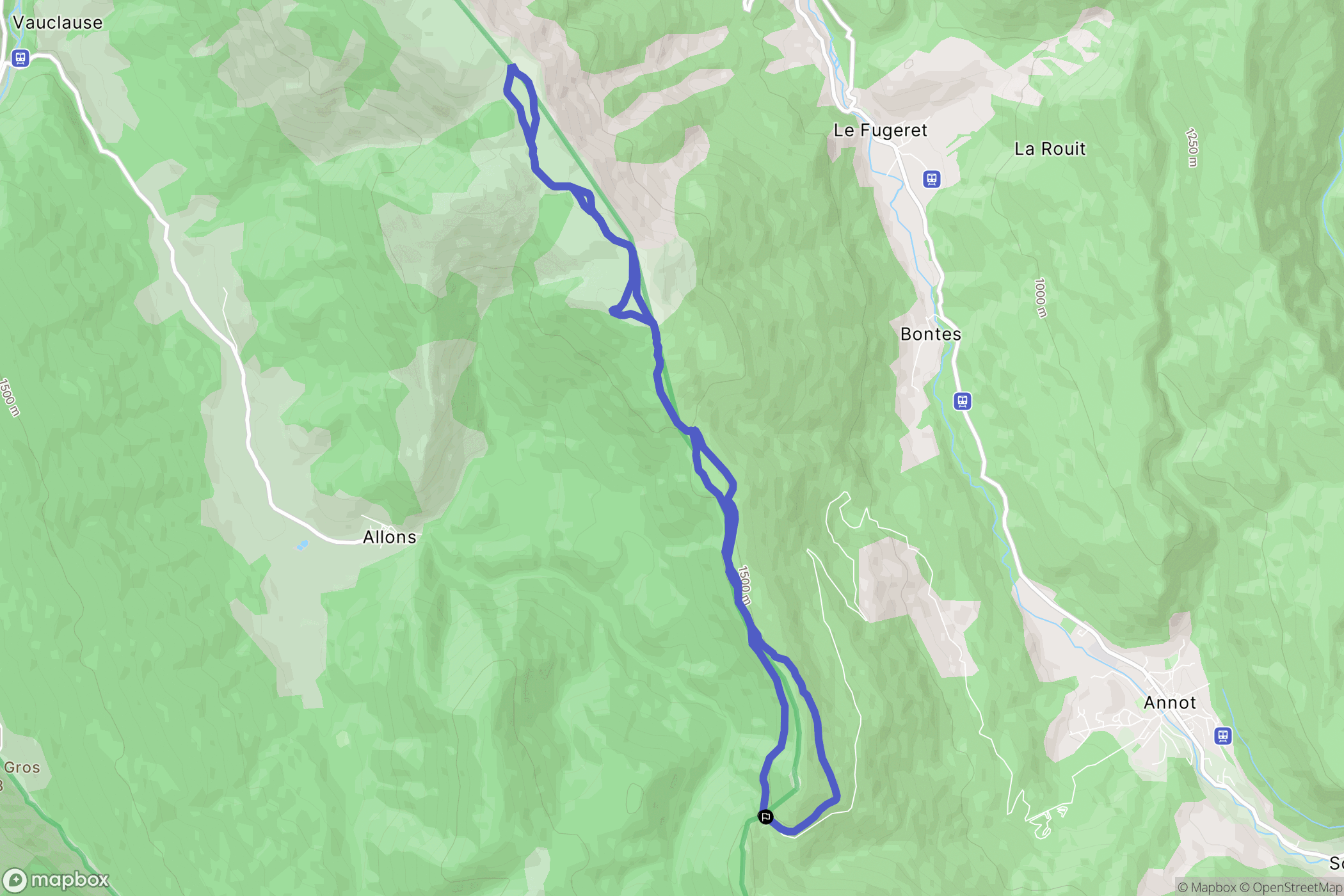 Annot : carte du parcours de randonnée - France