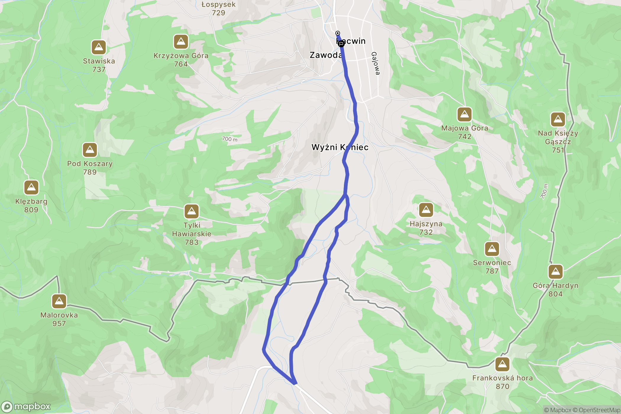 Kacwin: mapa trasy - Poland