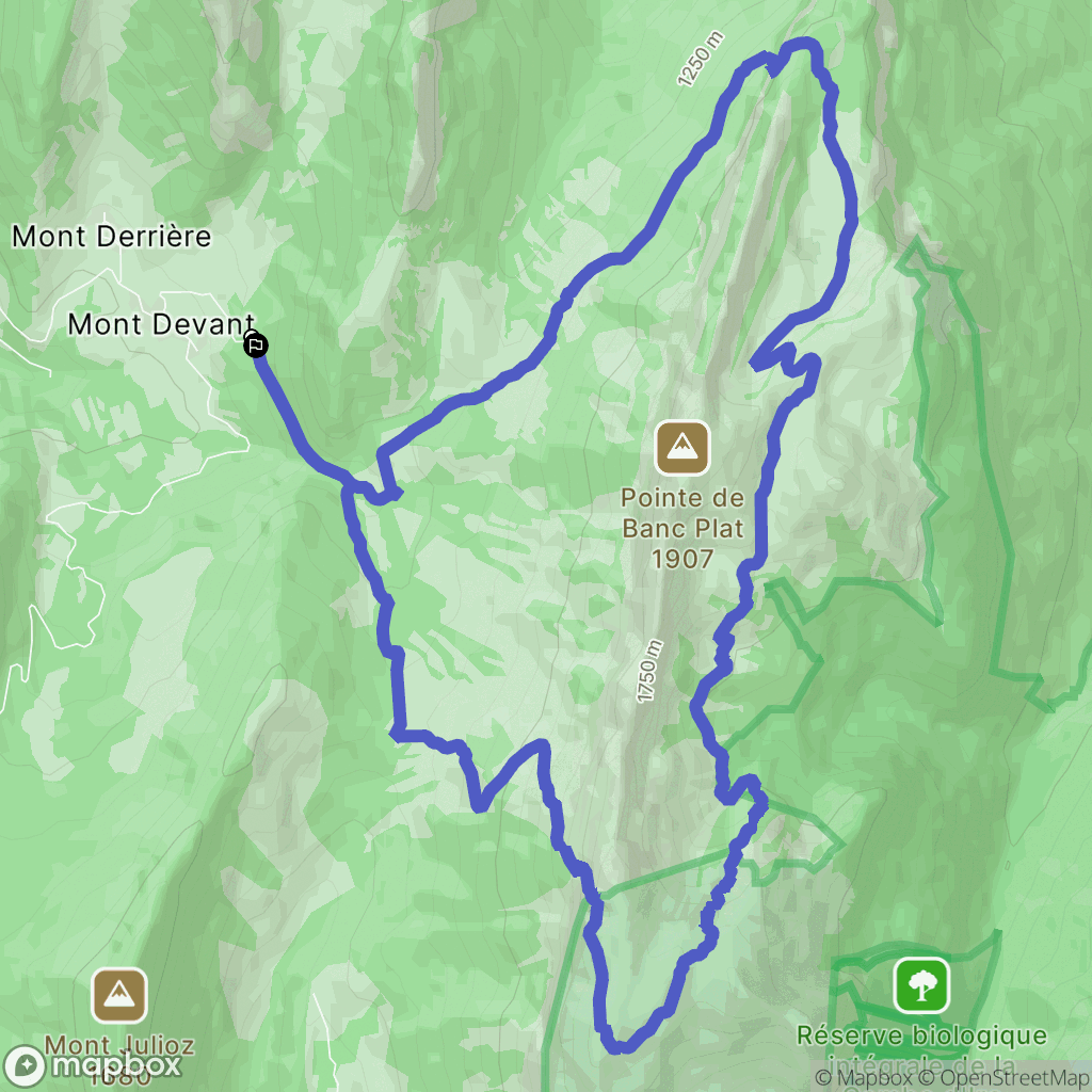 Bellecombe-en-Bauges : carte du parcours de randonnée - France