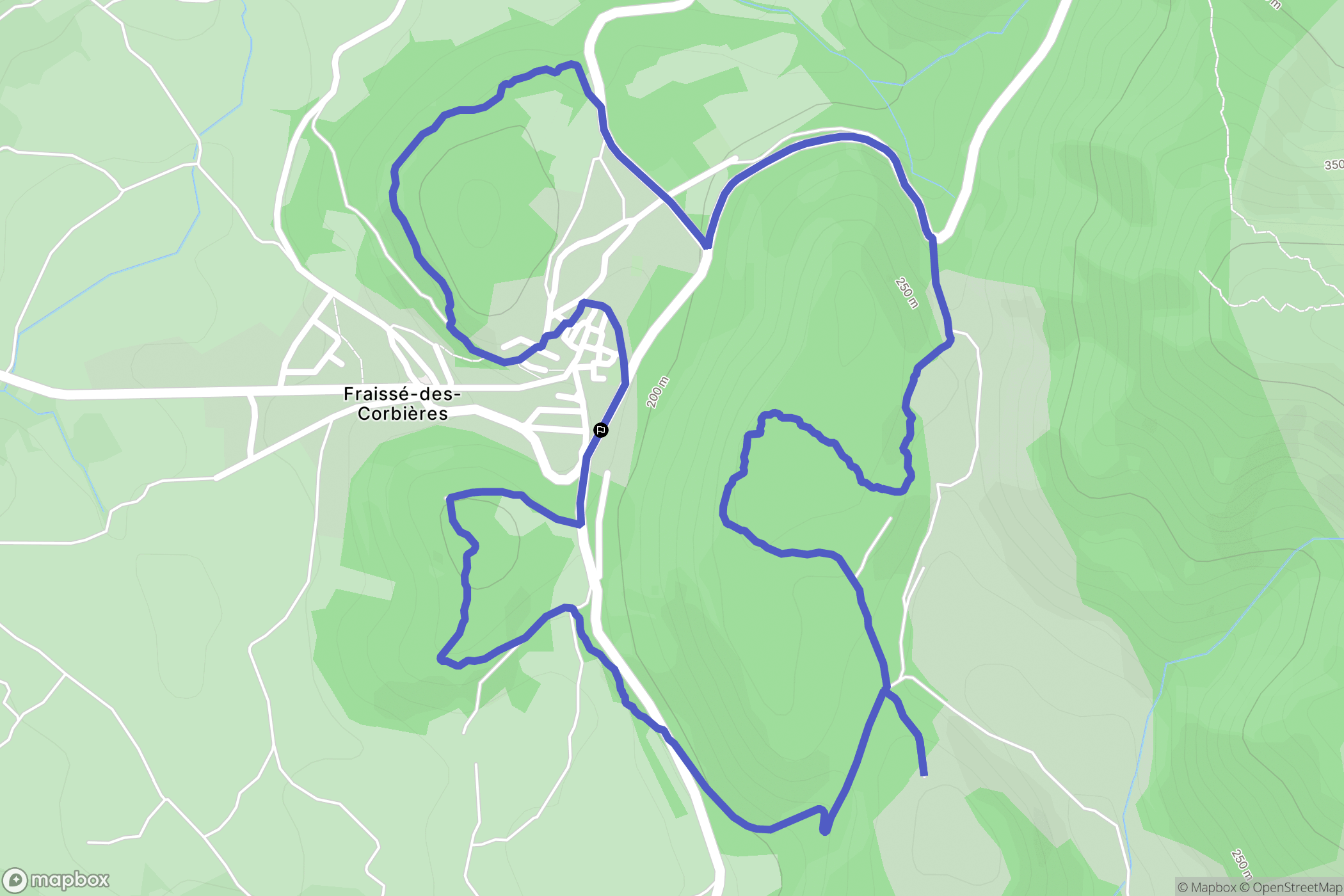 Fraissé-des-Corbières : carte du parcours de randonnée - France