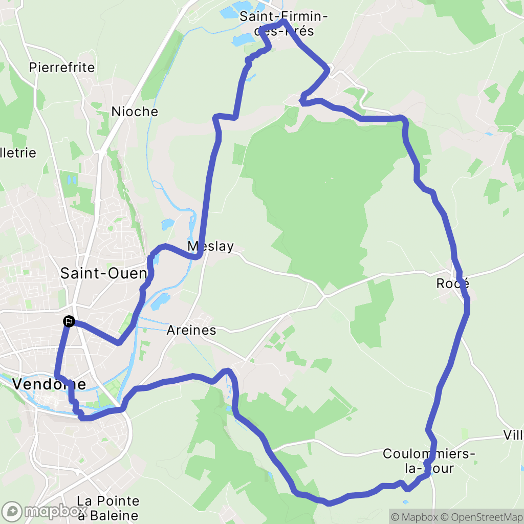 Vendôme : carte du parcours de randonnée - France