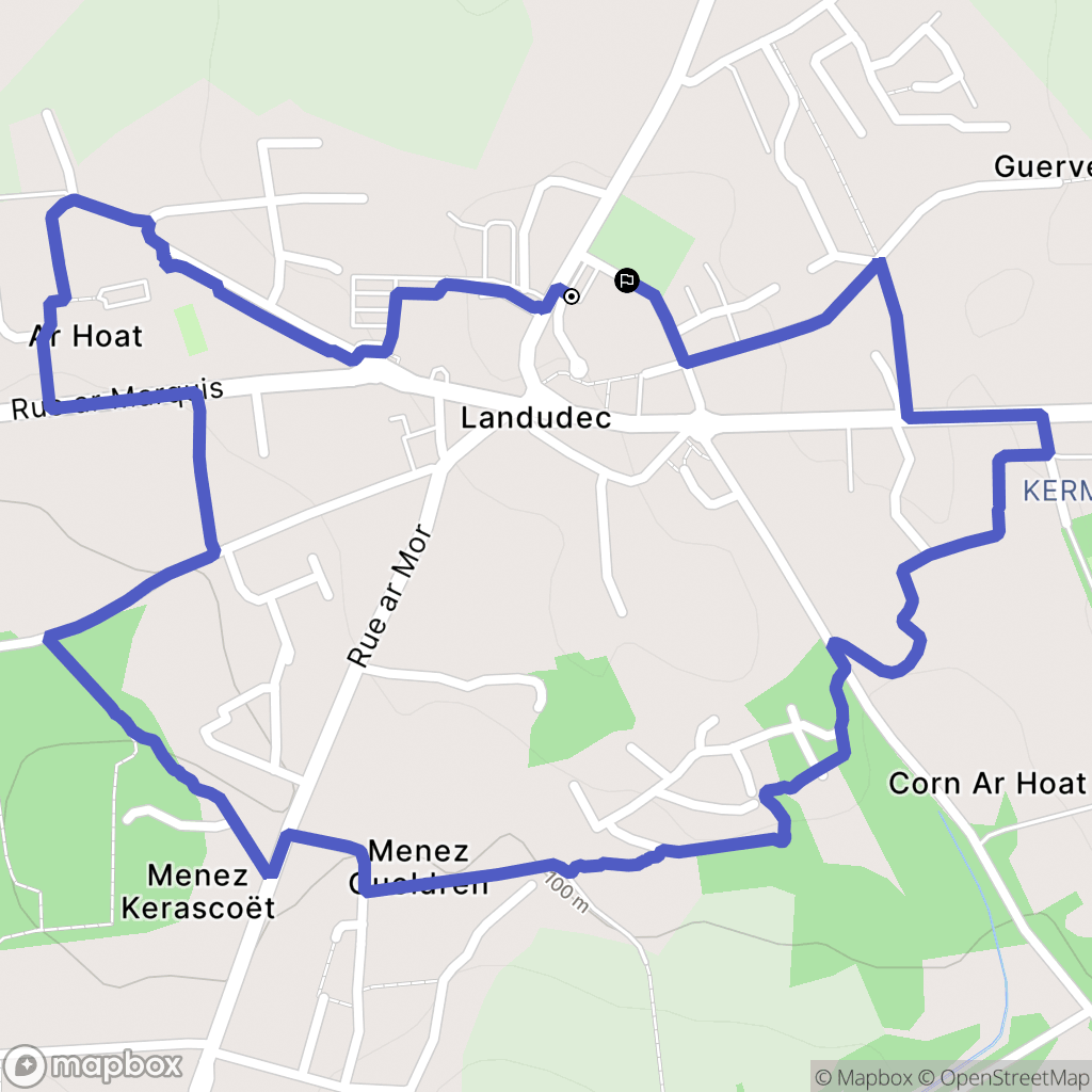 Landudec : carte du parcours de randonnée - France