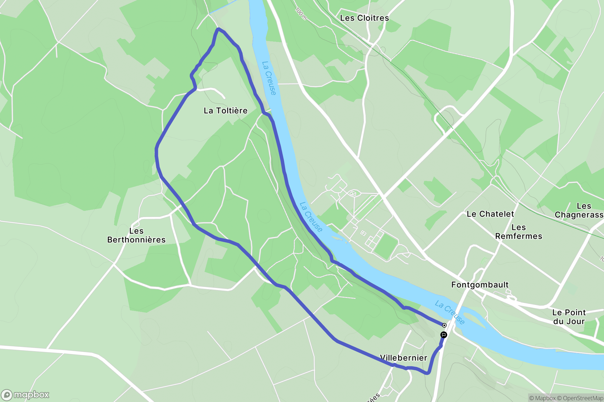 Fontgombault : carte du parcours de randonnée - France