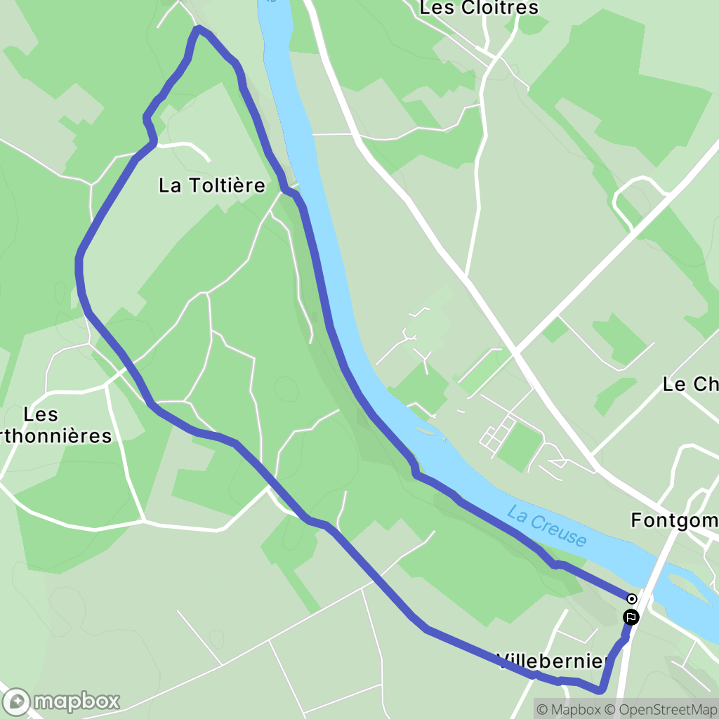 Fontgombault : carte du parcours de randonnée - France
