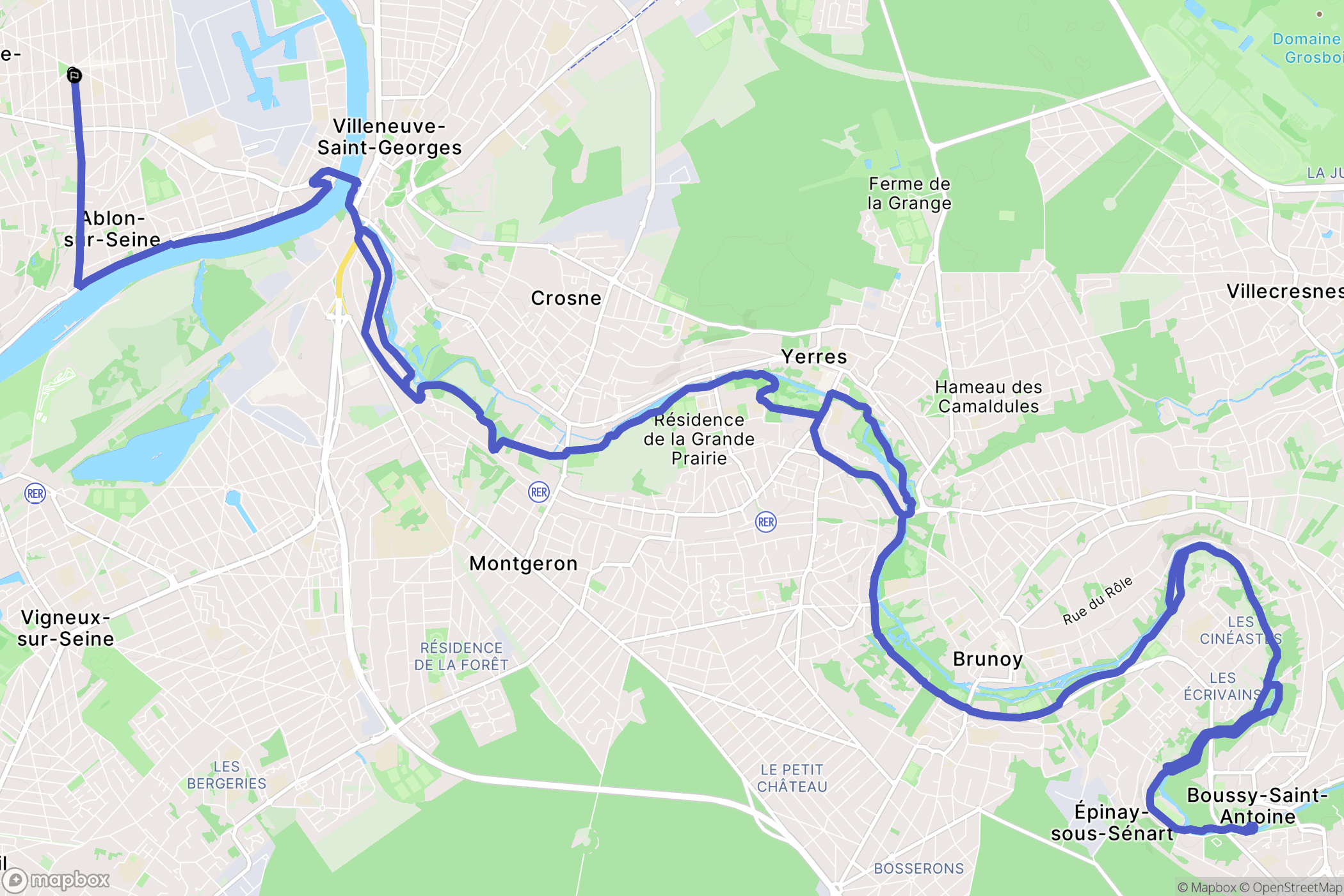Villeneuve-le-Roi : carte du parcours de randonnée - France