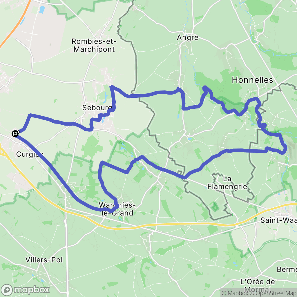 Curgies : carte du parcours de randonnée - France