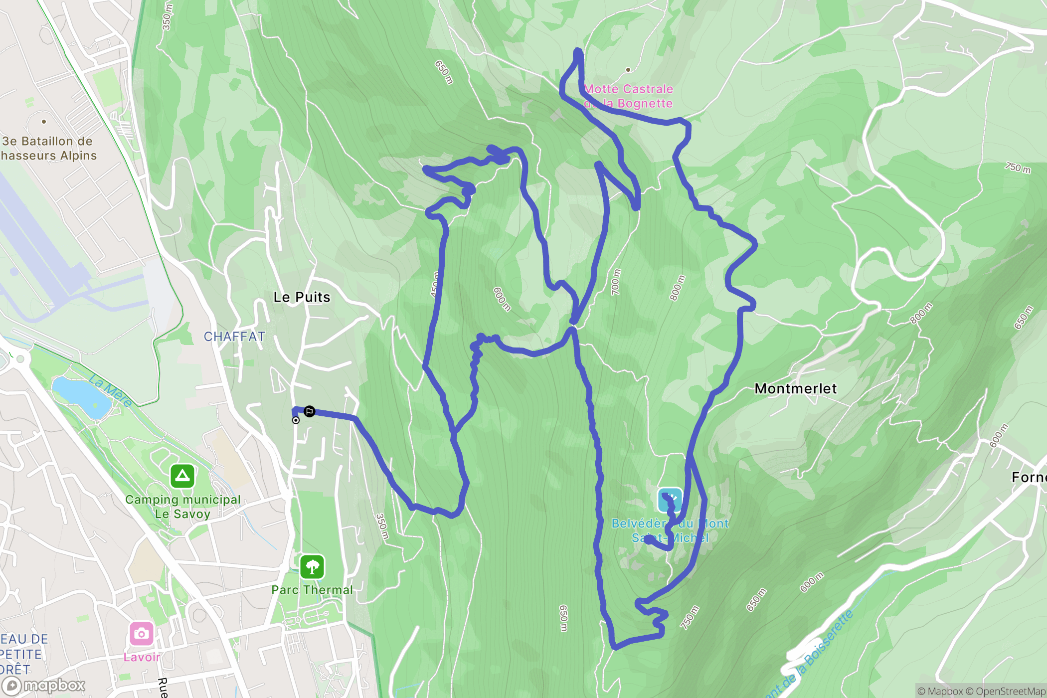 Challes-les-Eaux : carte du parcours de randonnée - France