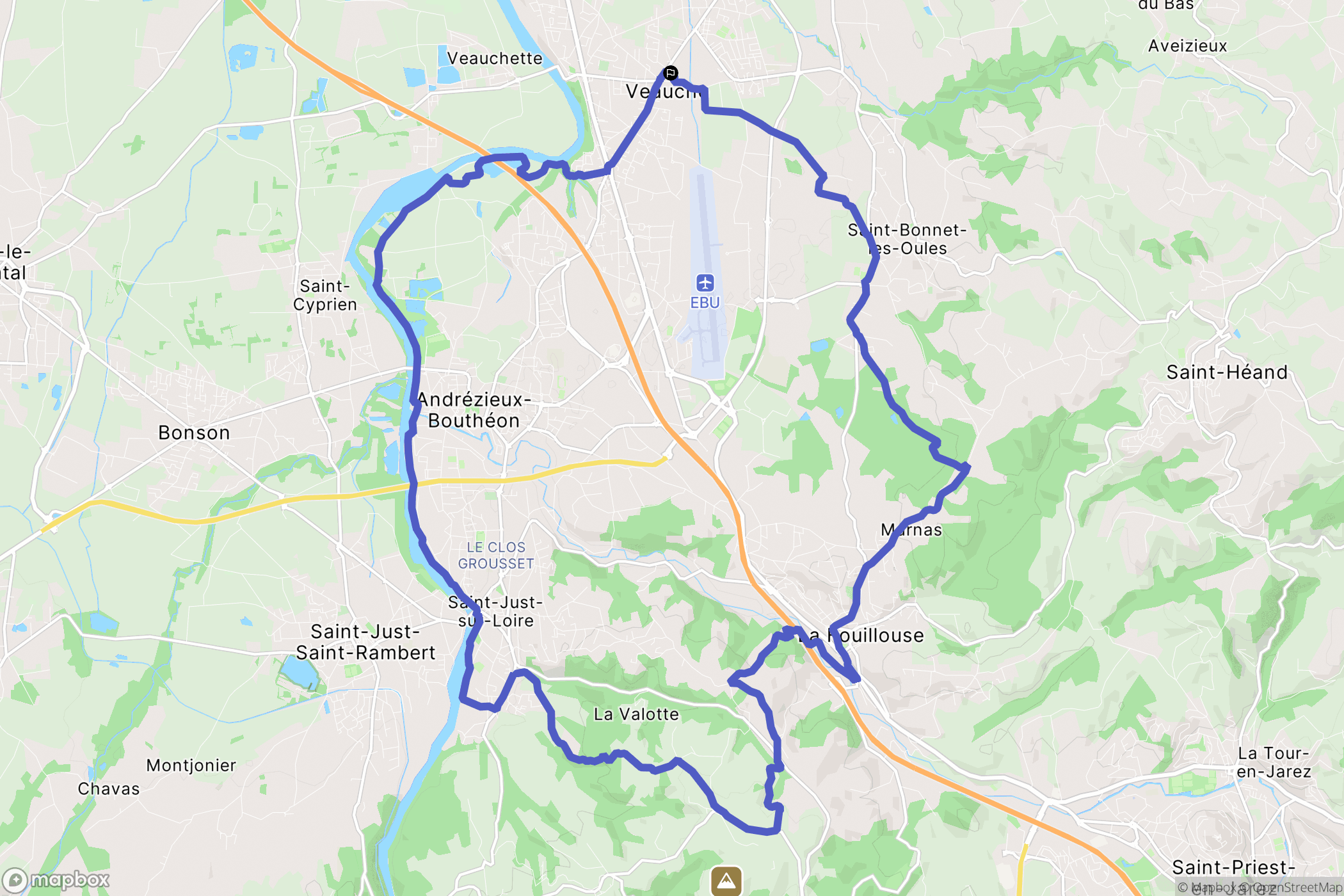 Veauche : carte du parcours de randonnée - France