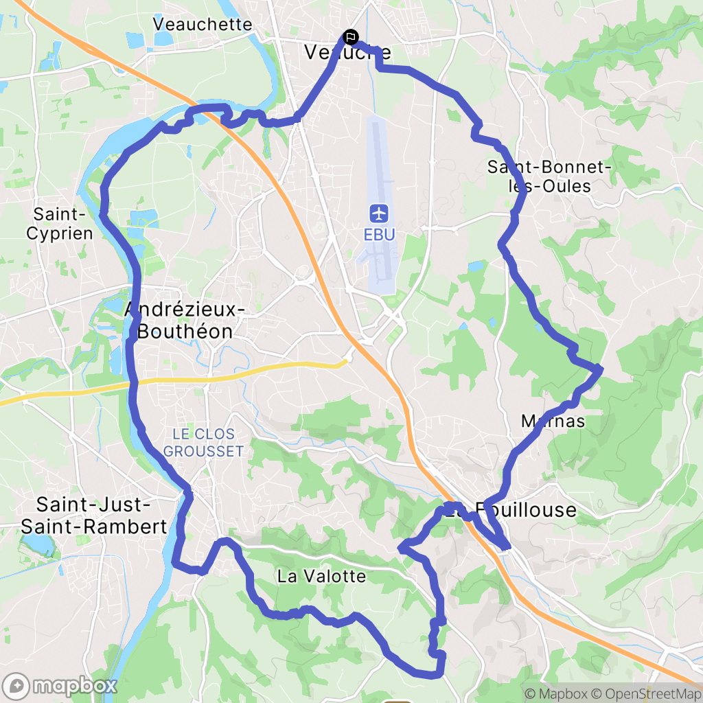 Veauche : carte du parcours de randonnée - France