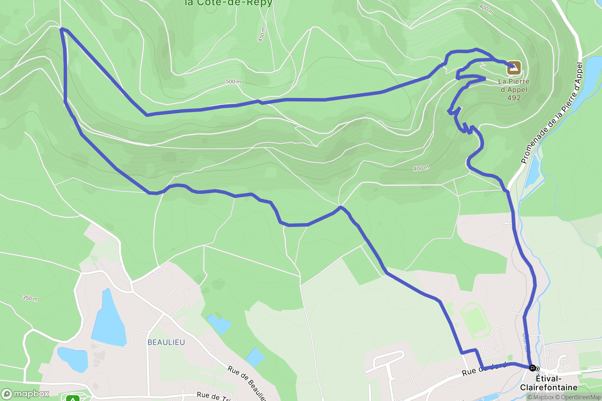 Étival-Clairefontaine : carte du parcours de randonnée - France