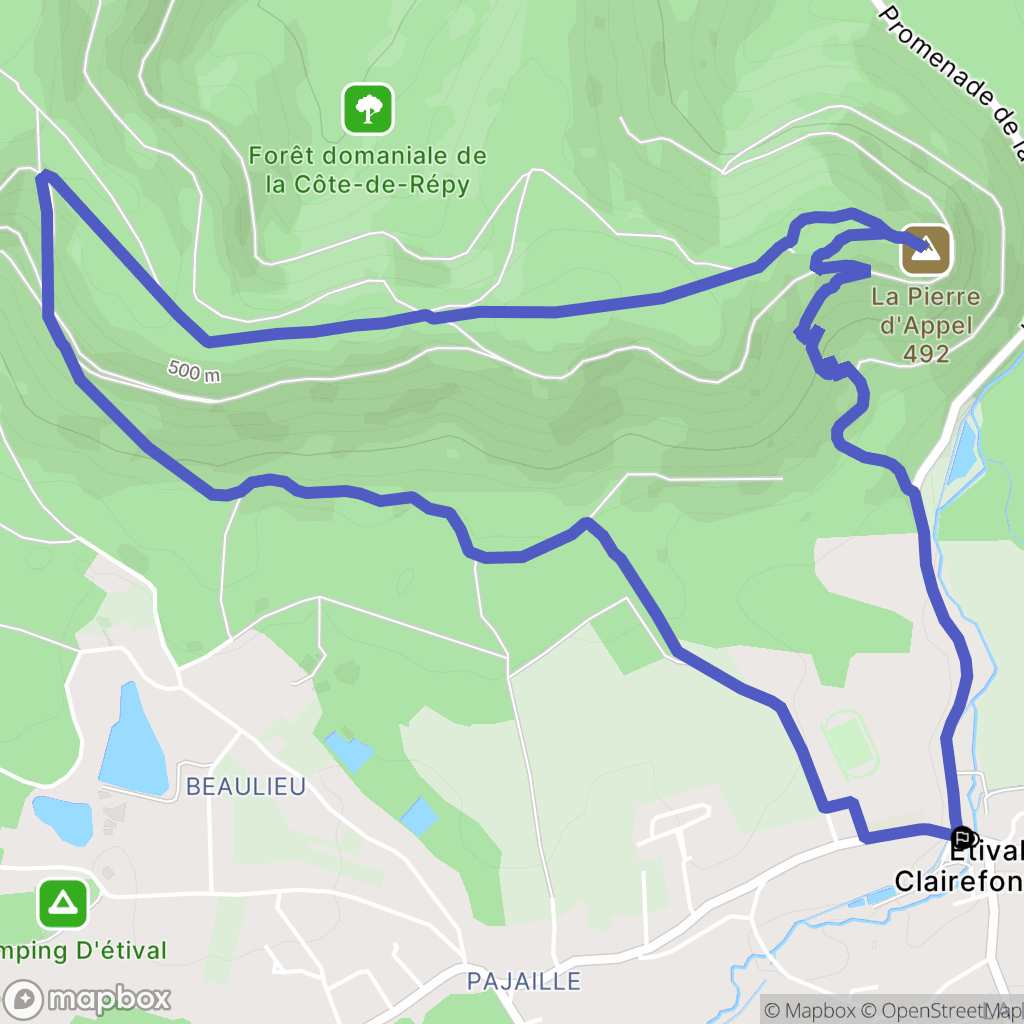 Étival-Clairefontaine : carte du parcours de randonnée - France