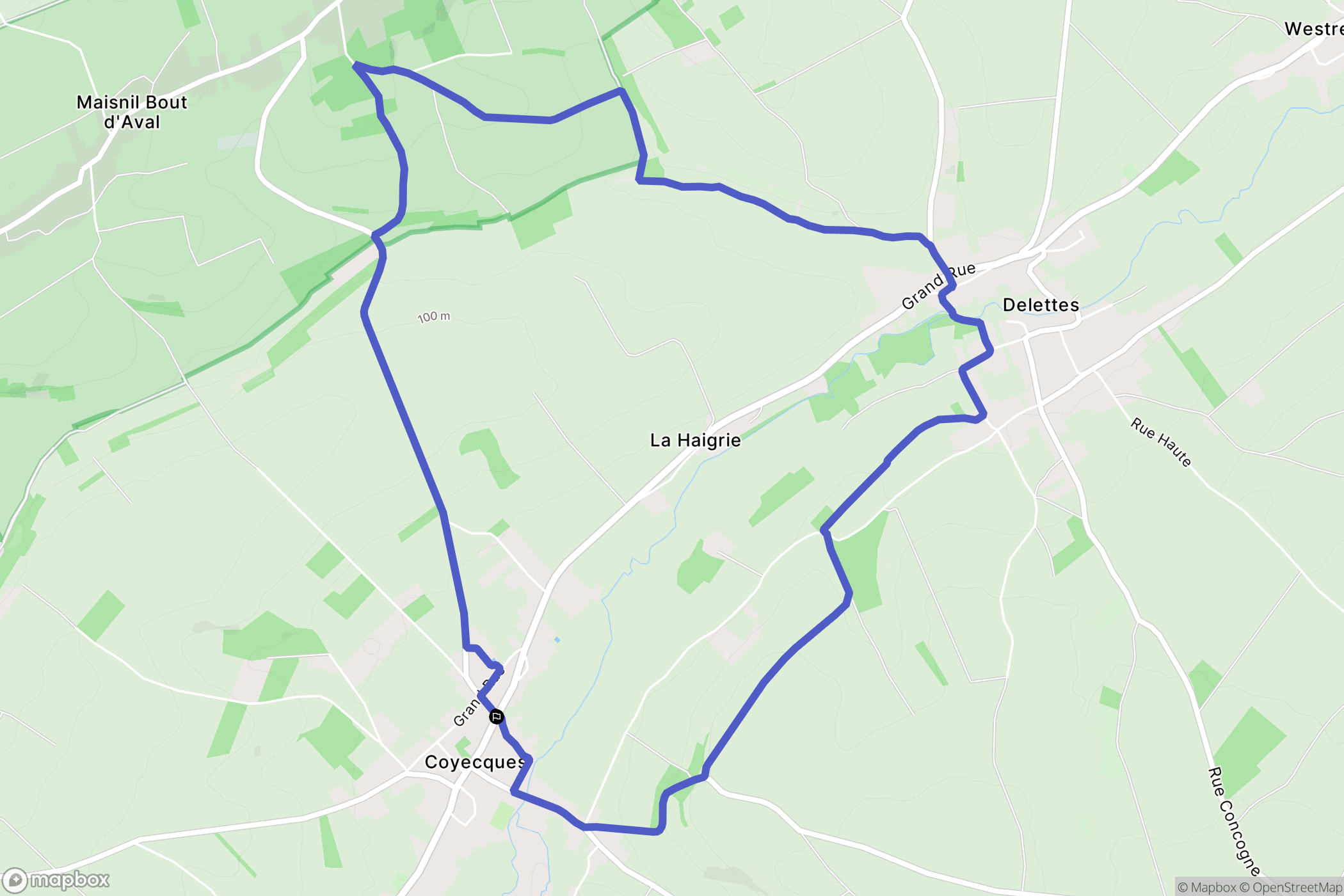 Coyecques : carte du parcours de randonnée - France