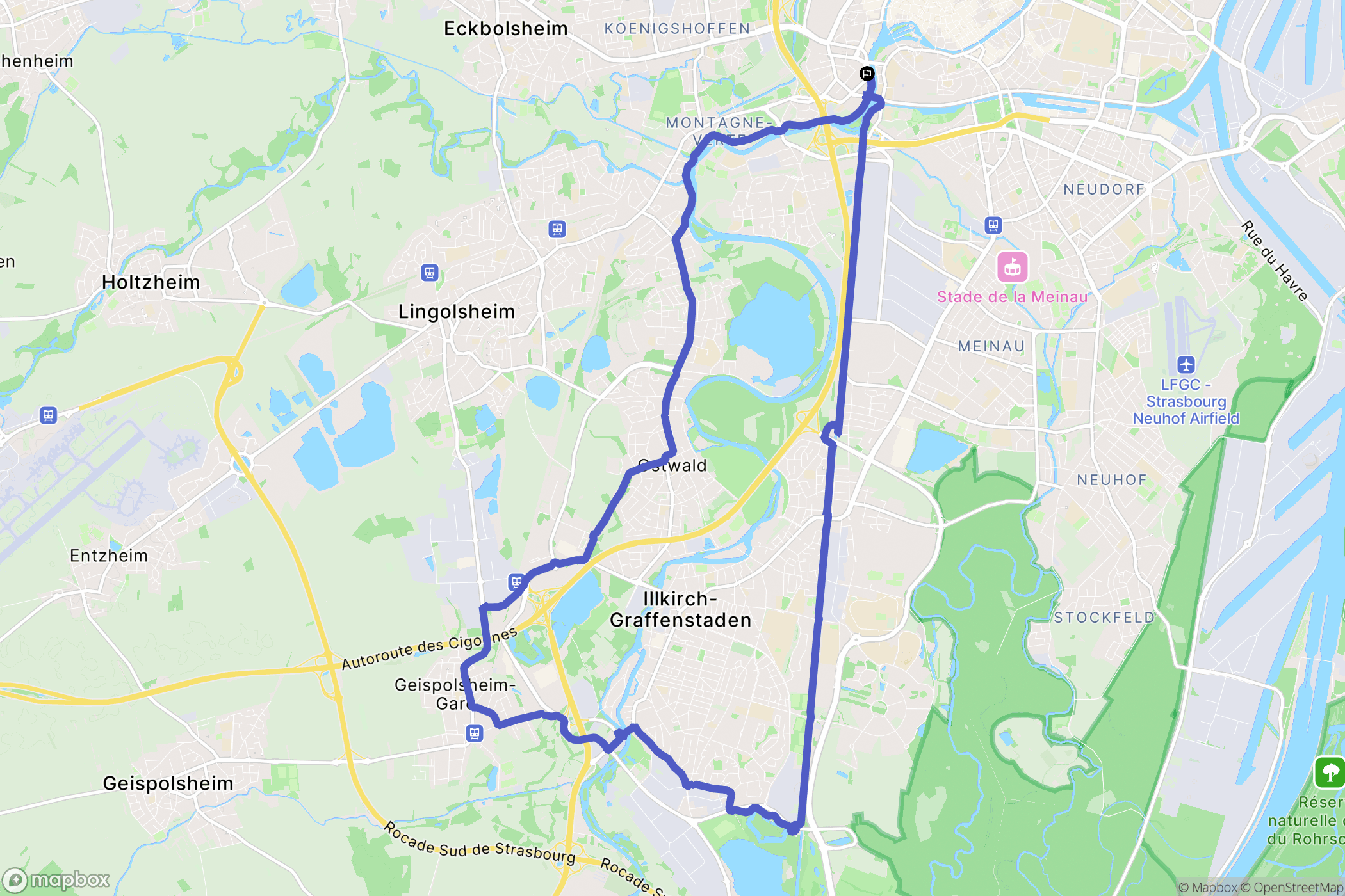 Strasbourg : carte du parcours de randonnée - France