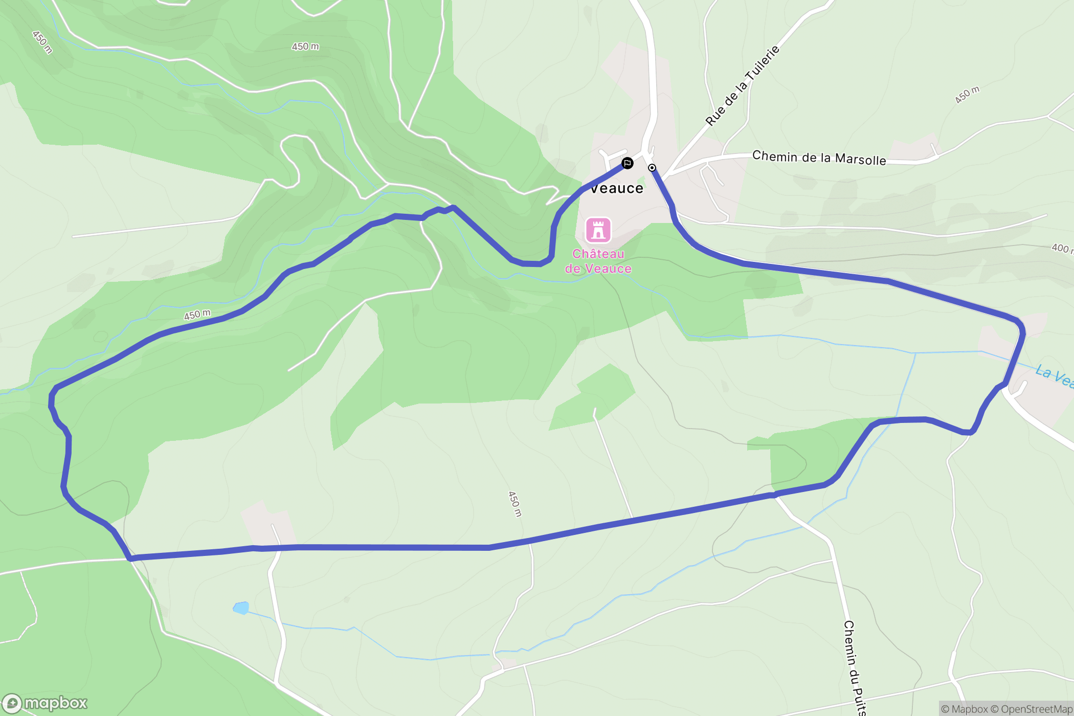 Veauce : carte du parcours de randonnée - France