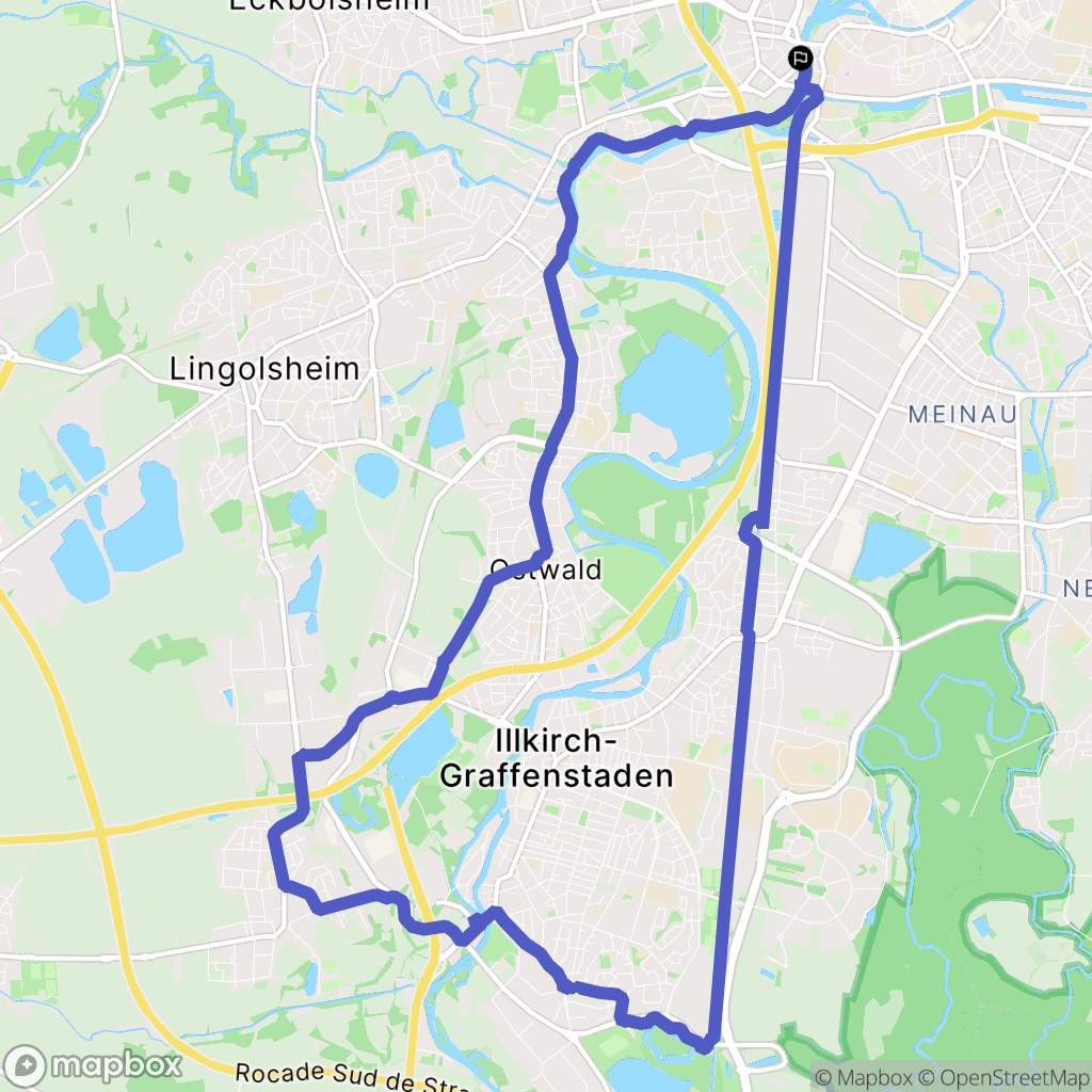 Strasbourg : carte du parcours de randonnée - France