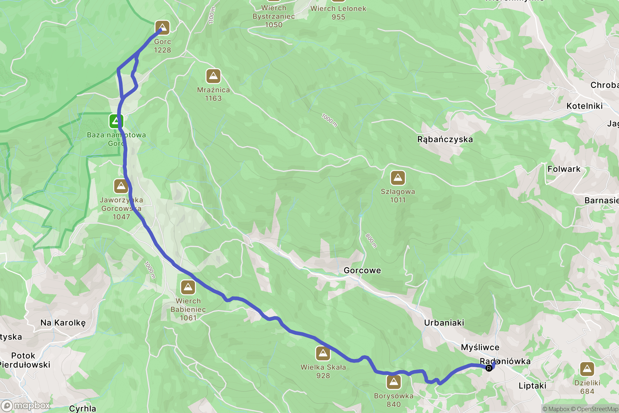 Ochotnica Dolna: mapa trasy - Poland