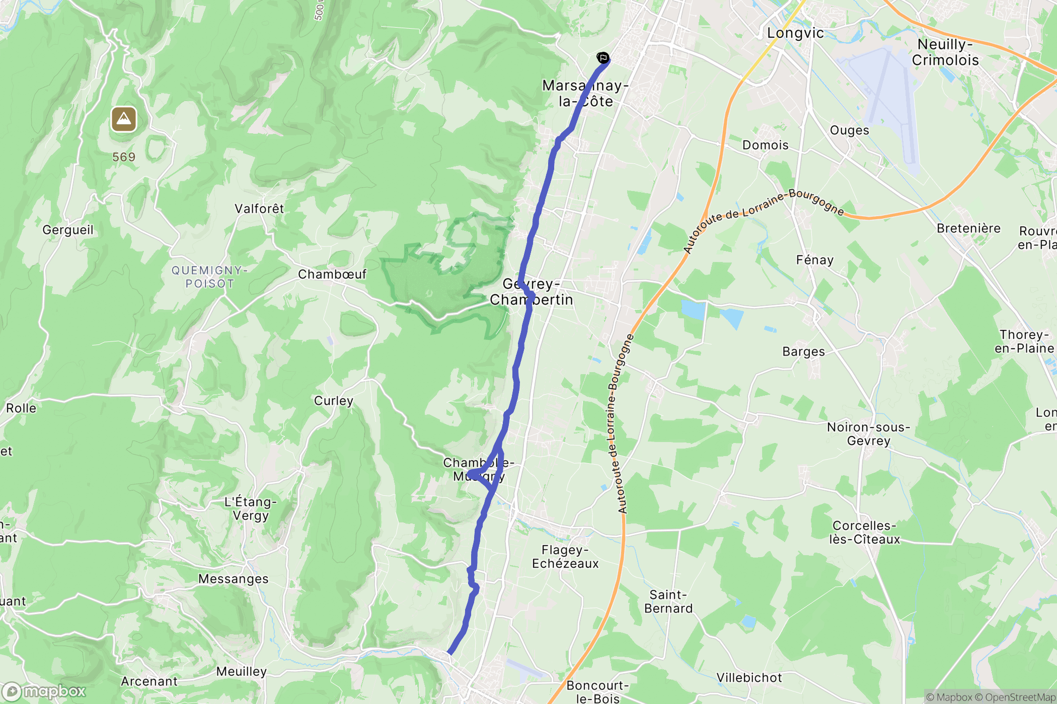 Marsannay-la-Côte : carte du parcours de randonnée - France