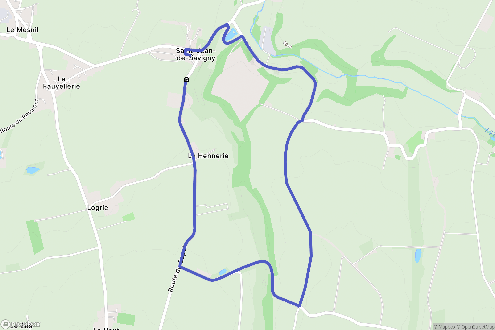 Saint-Jean-de-Savigny : carte du parcours de randonnée - France