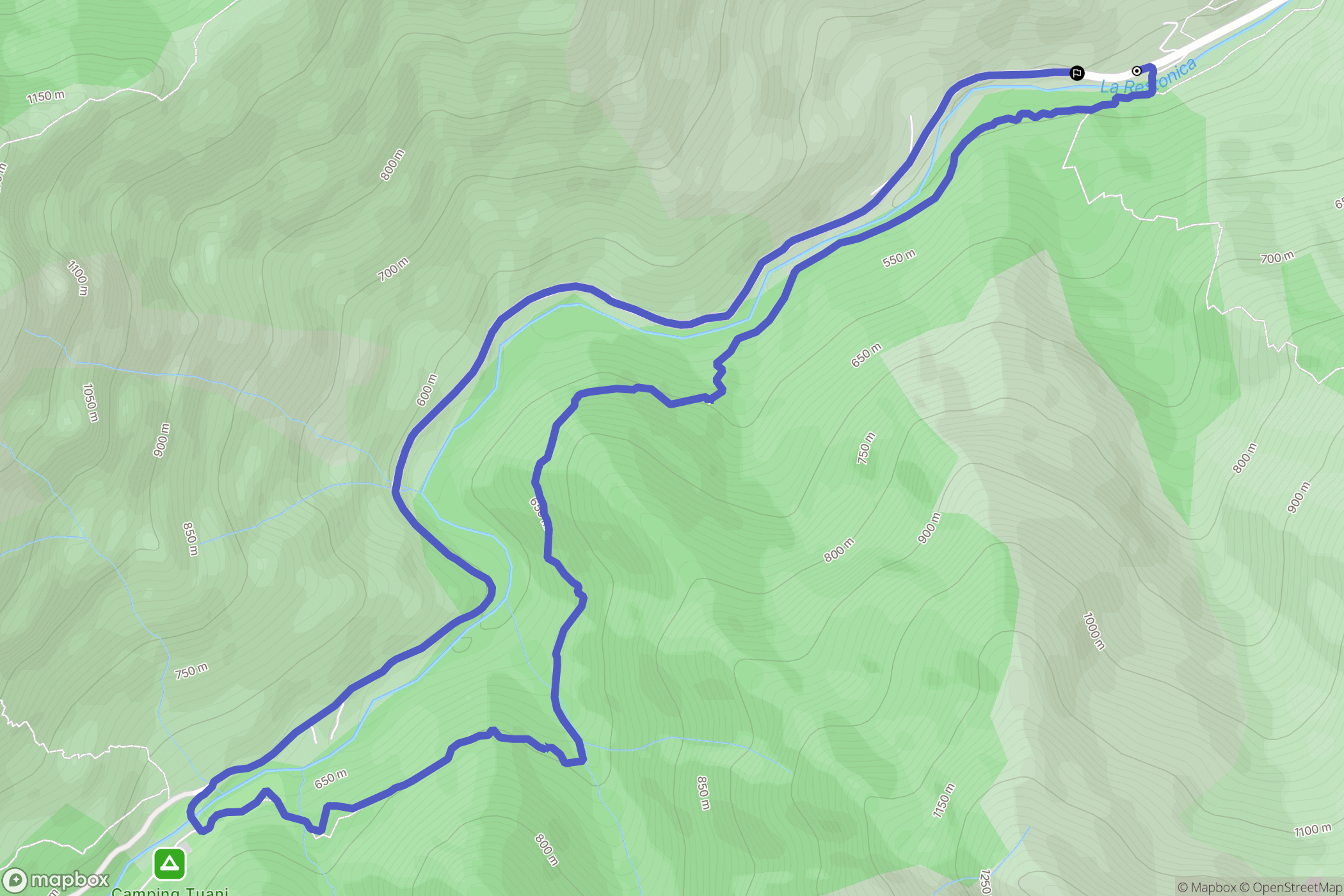 Corte : carte du parcours de randonnée - France