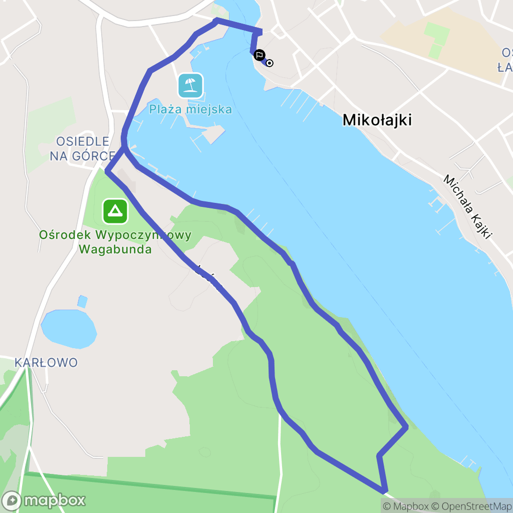 Mikołajki: mapa trasy - Poland